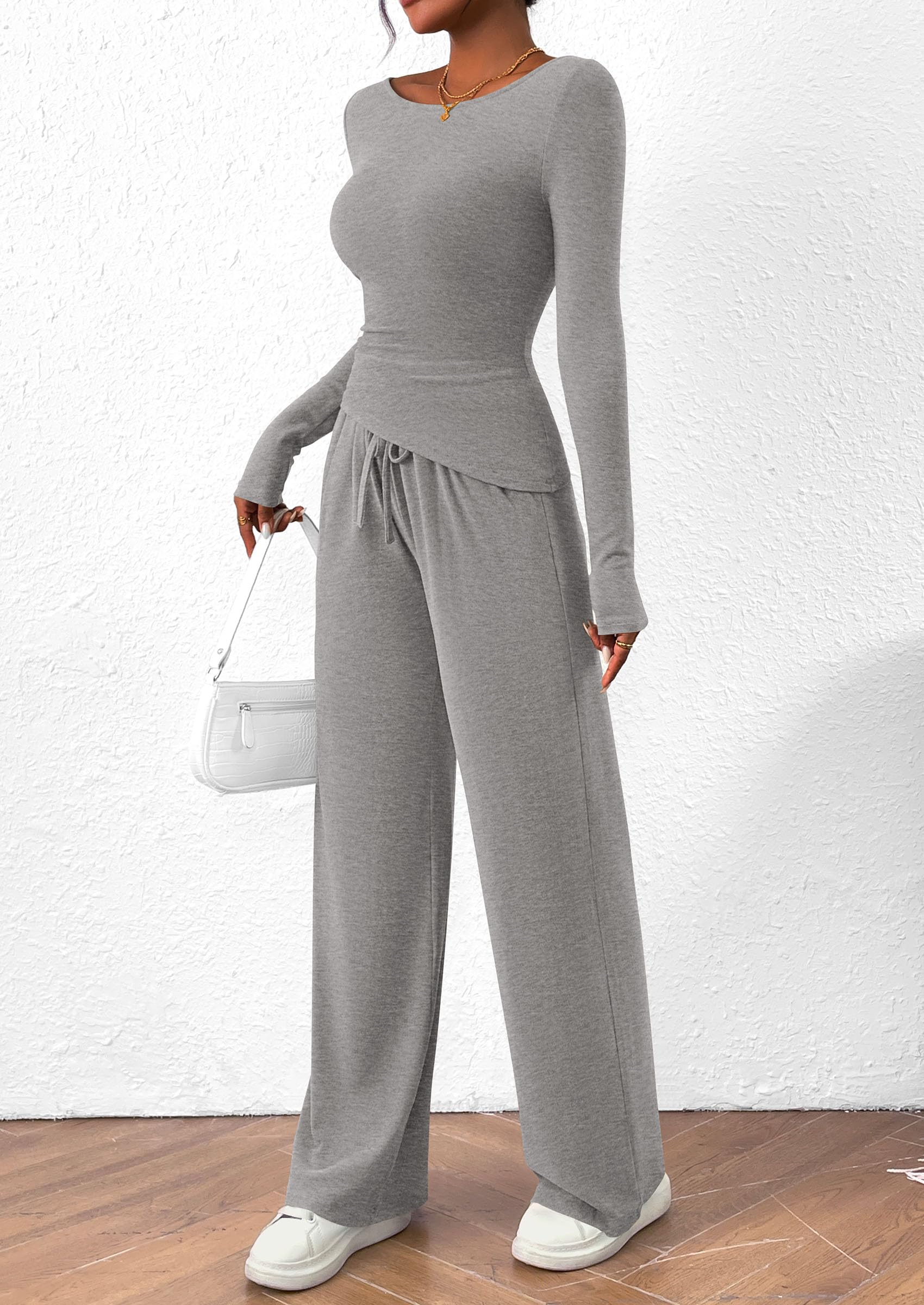 Women's 2 Piece Lounge Sets Airport Outfits(Grey,XS)