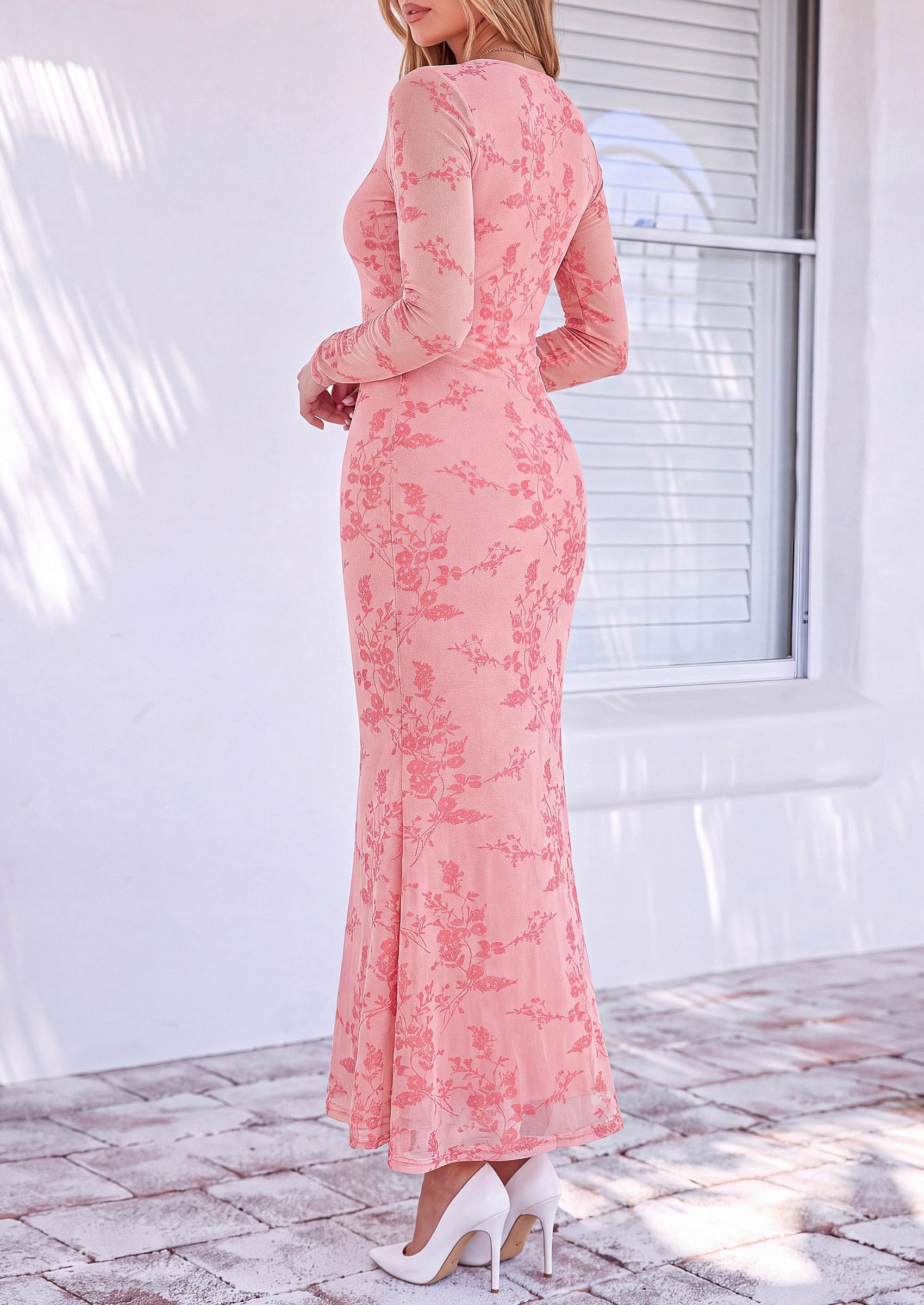 Women's Formal Floral Maxi Dress Fall Wedding Guest Dresses