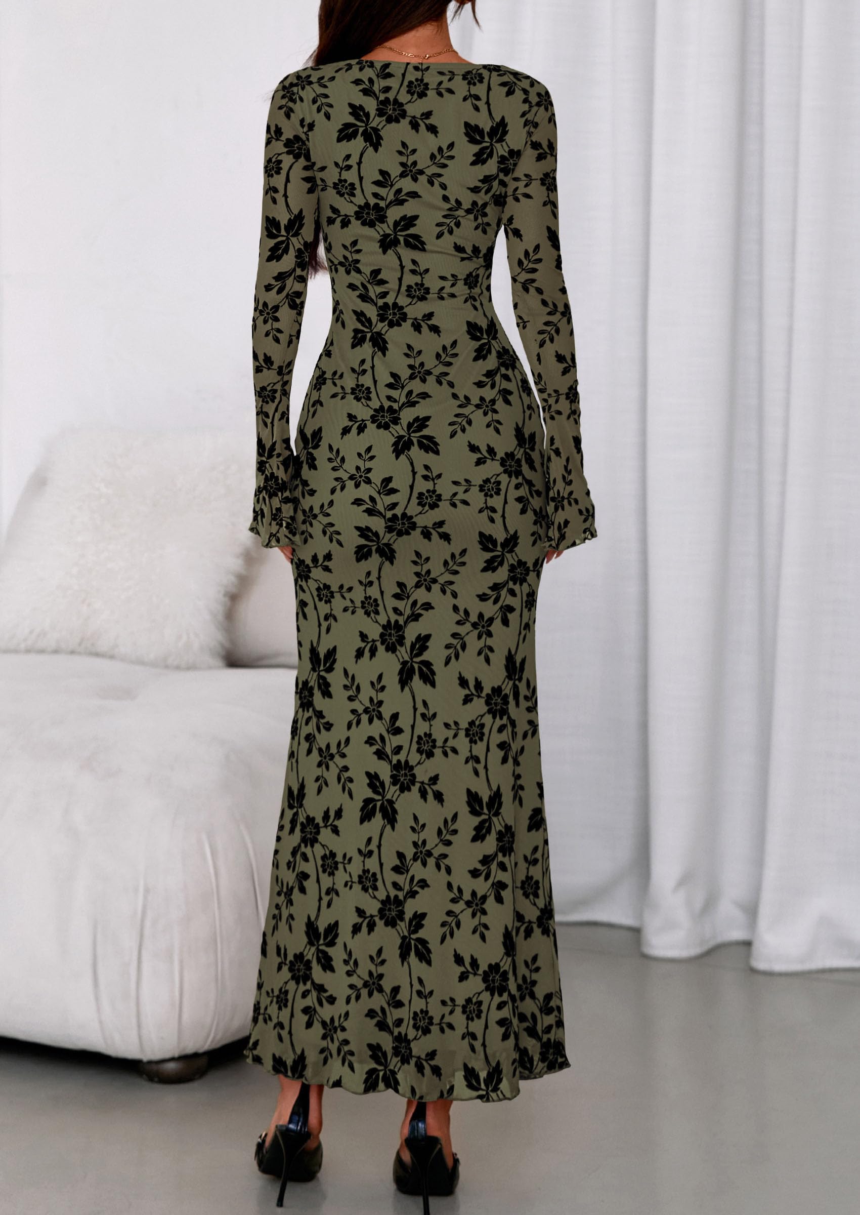 Women's Floral Bodycon Maxi Dress Wedding Guest Dresses