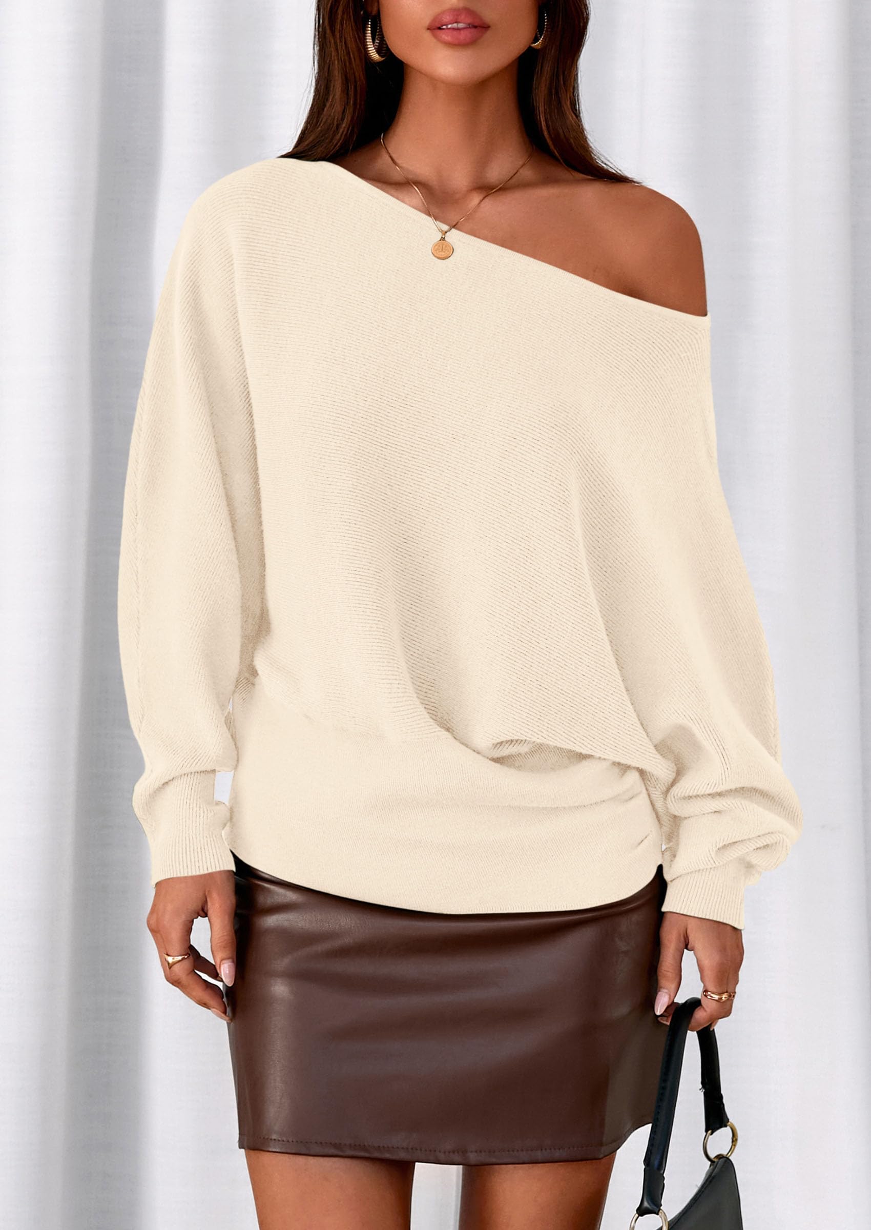 Women's Off the Shoulder Sweater Trendy Fall Going Out Tops