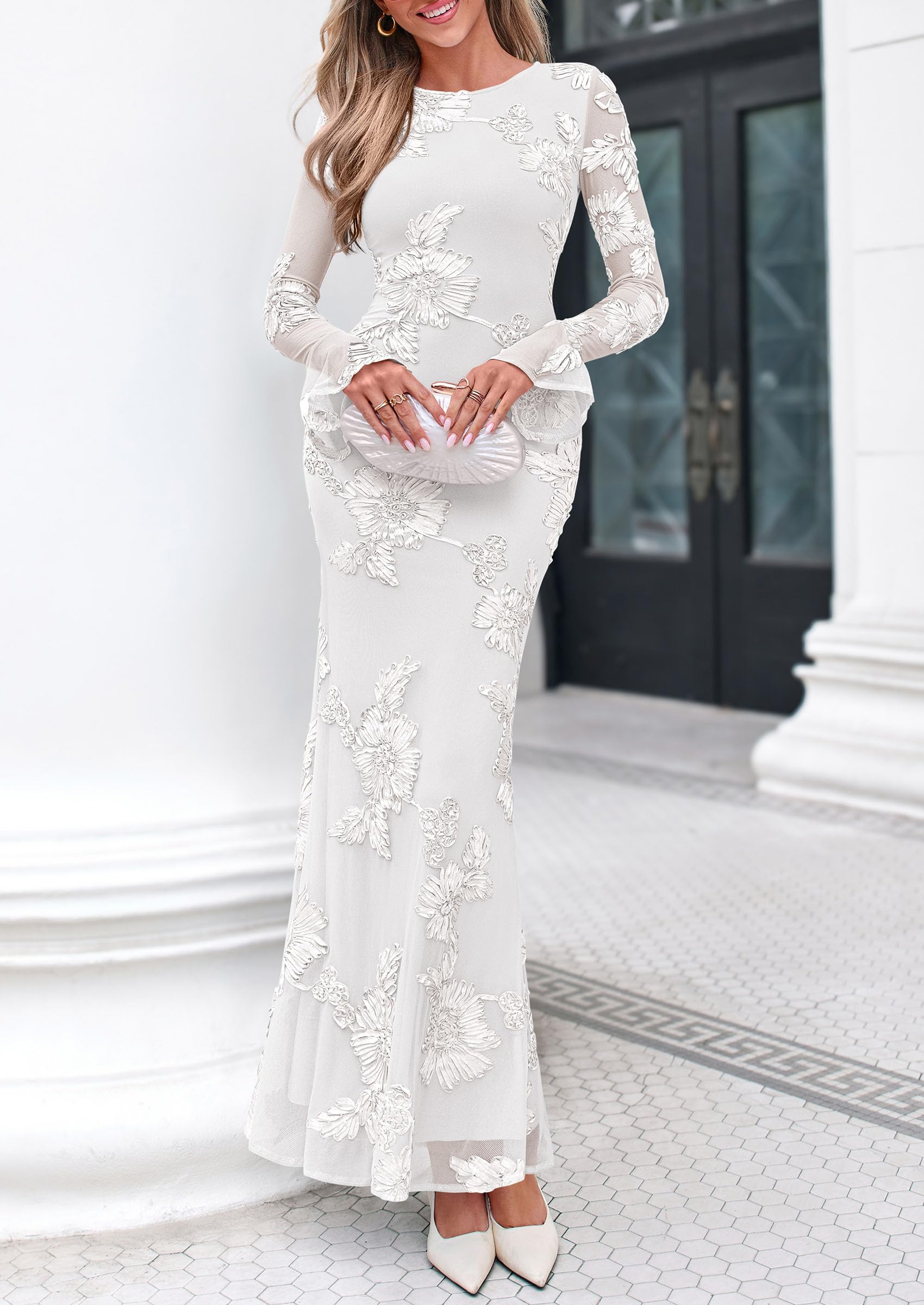 Women's Formal Floral Maxi Bodycon Wedding Guest Dresses 2026
