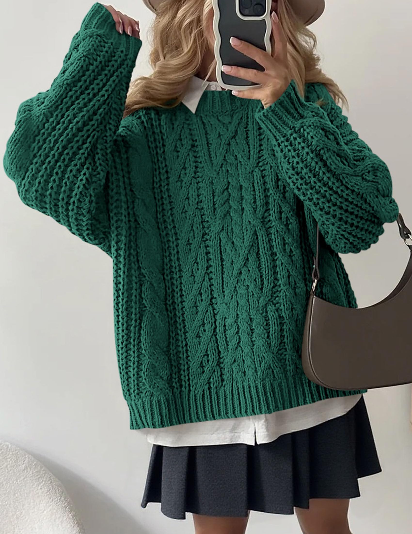 Womens Oversized Fall Sweaters Chunky Cable Knit Pullover Tops