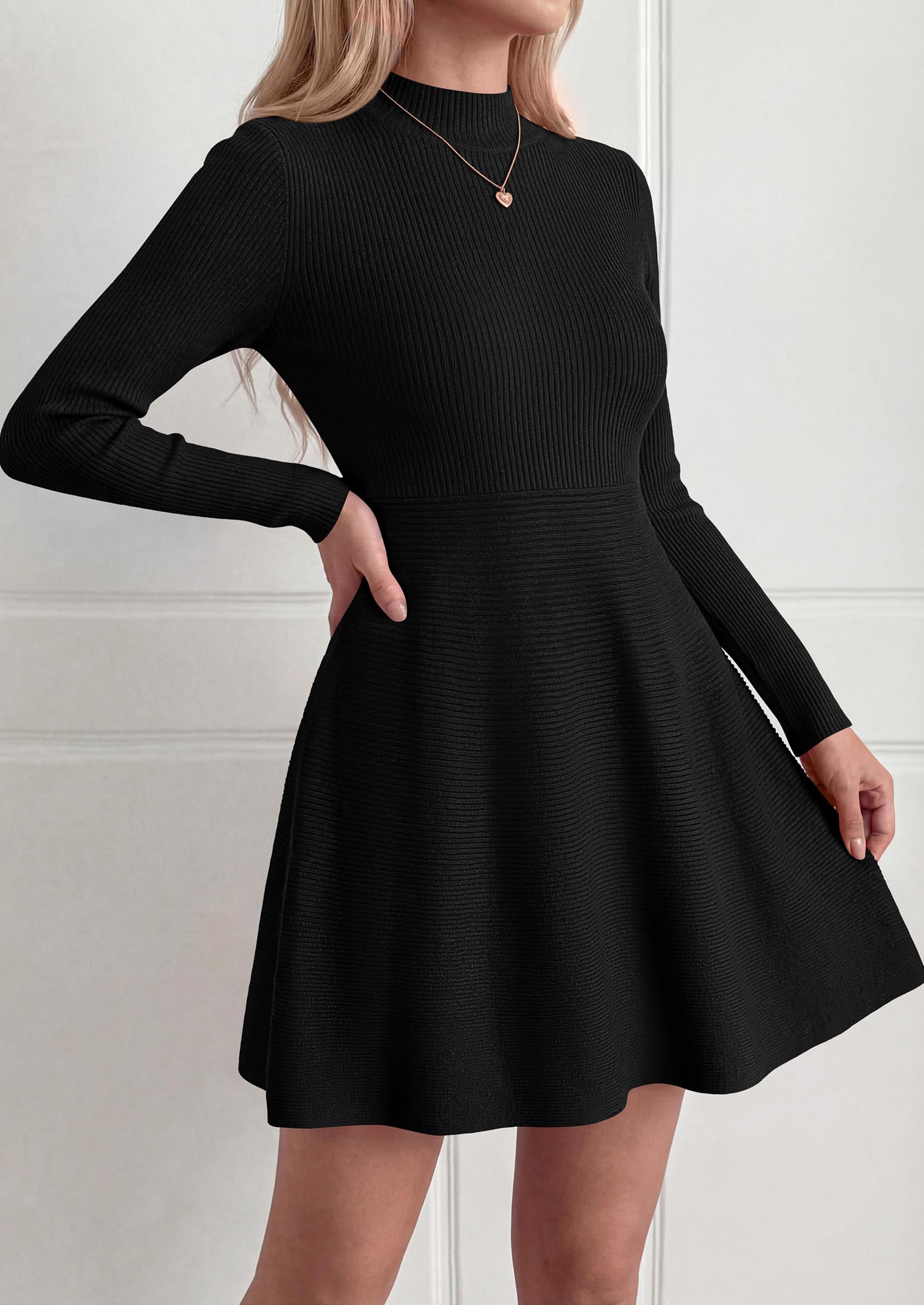 Women's Knit A Line Short Sweater Dress for Fall Wedding Guest