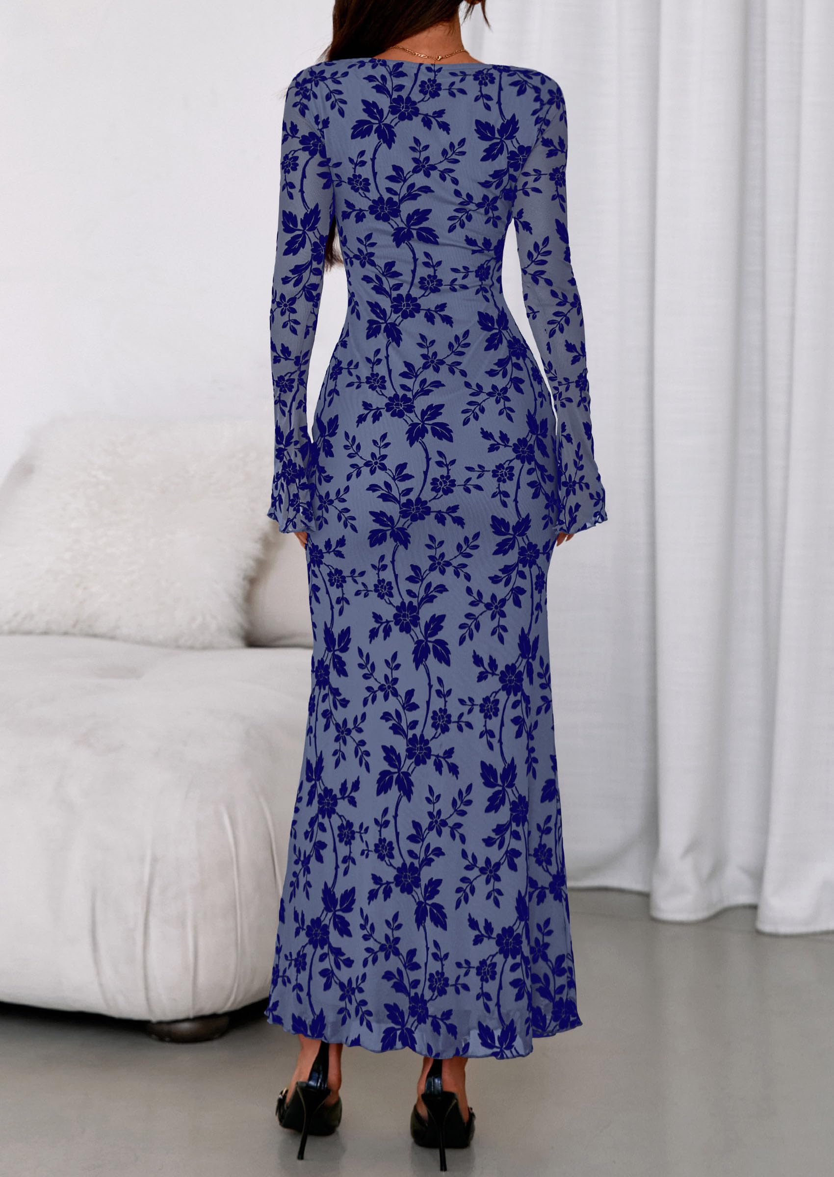 Women's Floral Bodycon Maxi Dress Wedding Guest Dresses