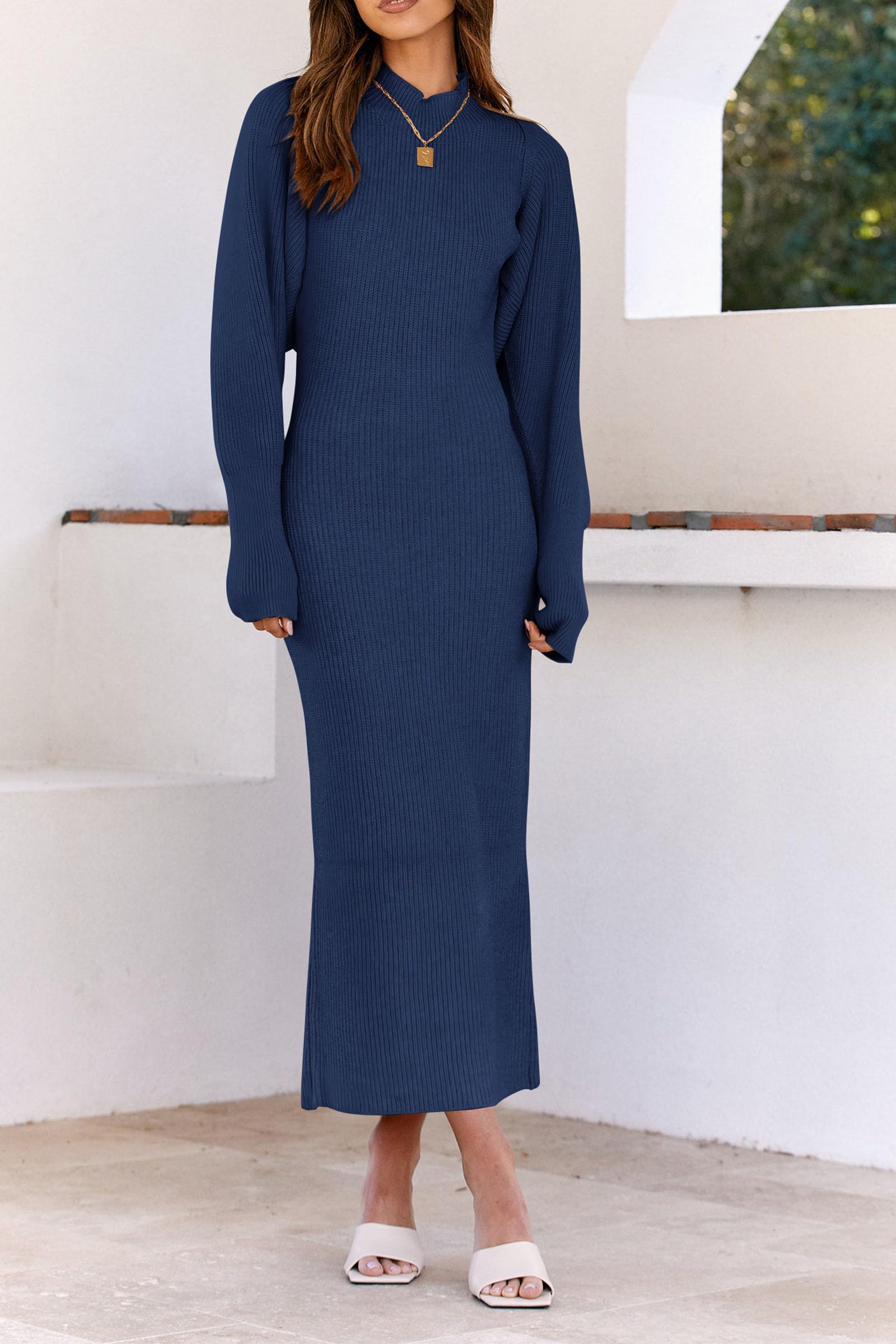 Womens 2 Piece Ribbed Knit Sweater Dress Set Date Night Outfit