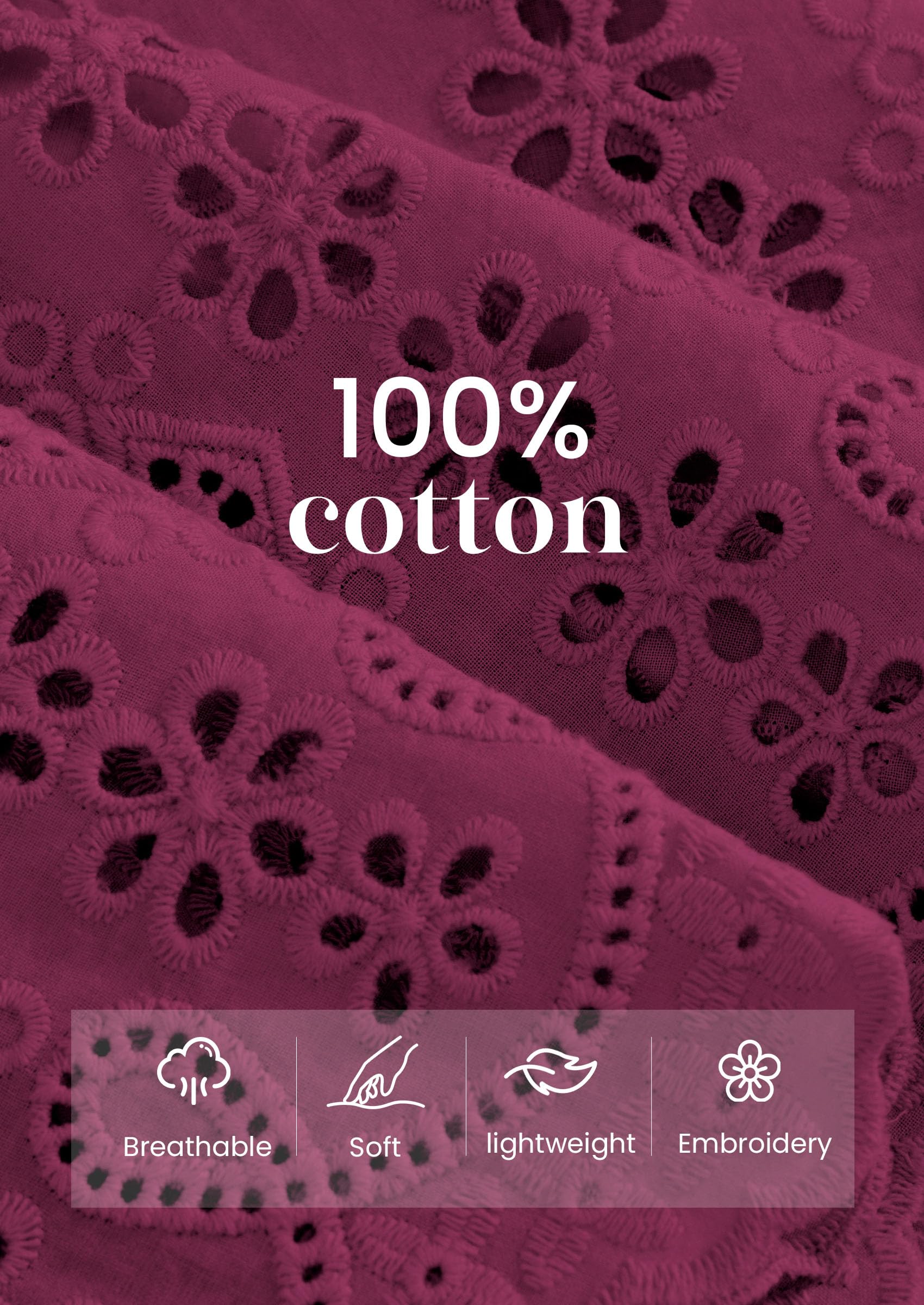 Women's Lace Tank Top Embroidery Eyelet Blouses,Burgundy,S