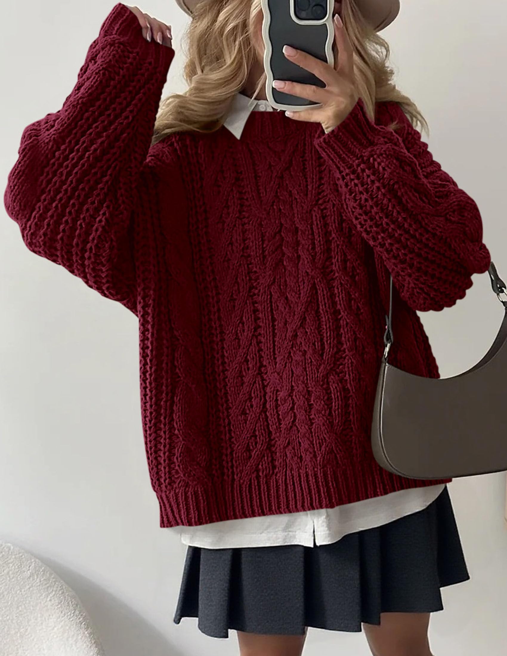 Womens Oversized Fall Sweaters Chunky Cable Knit Pullover Tops