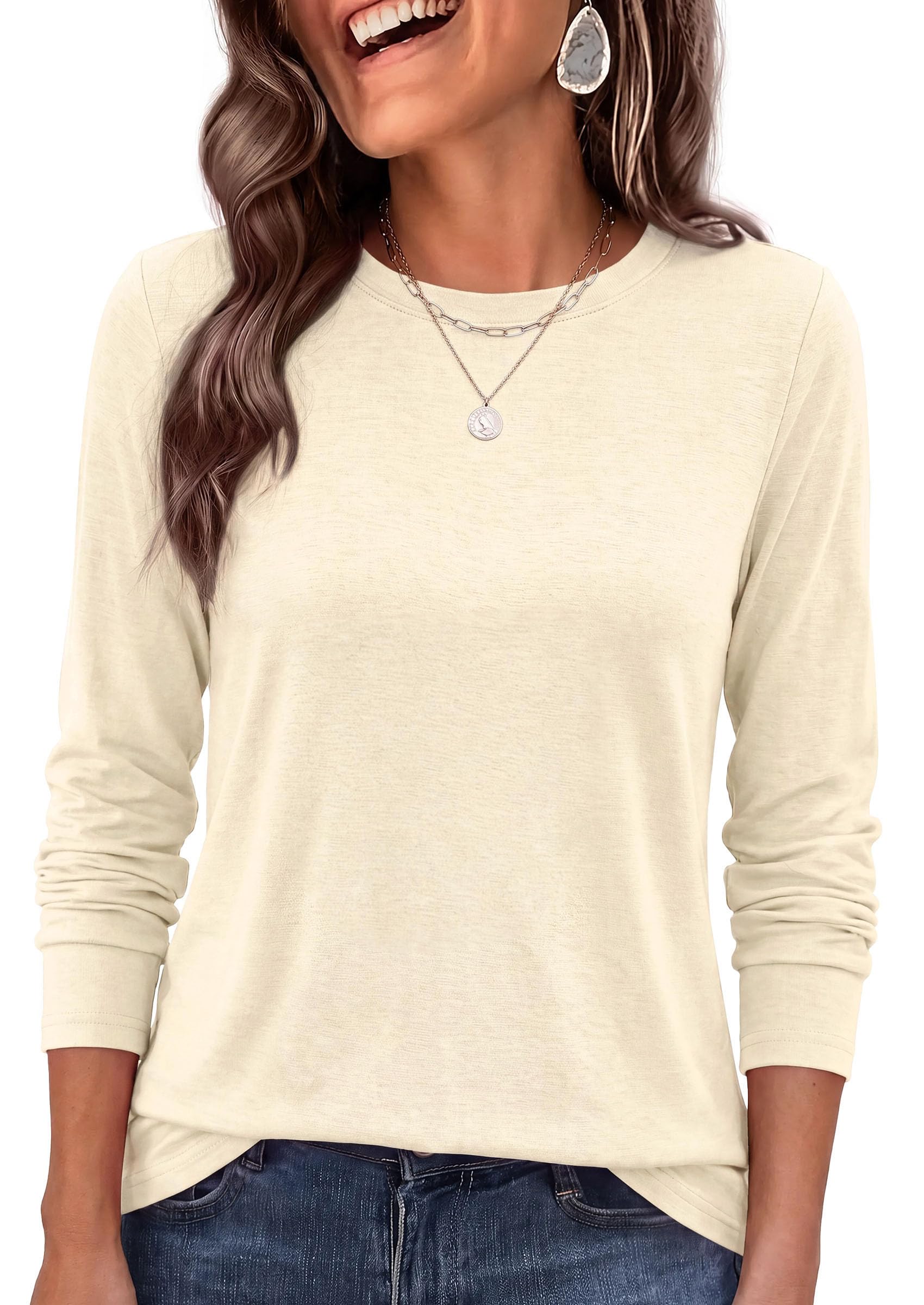 Long Sleeve Tshirts Shirts for Women Basic Casual Fall Tops
