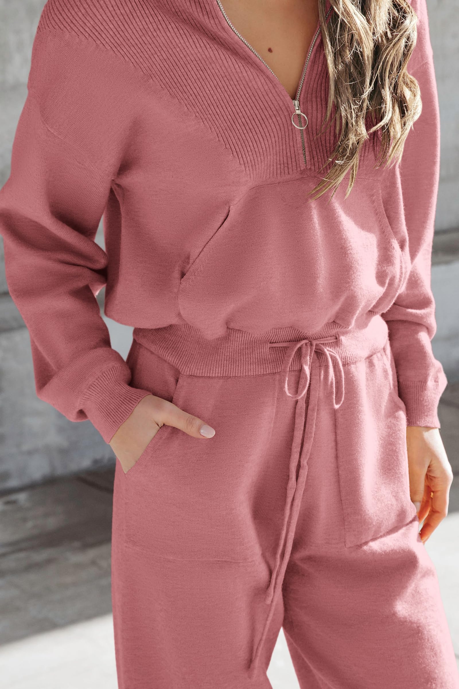 Women's 2 Piece Sweatsuits Set Fall Outfits(Pink,S)