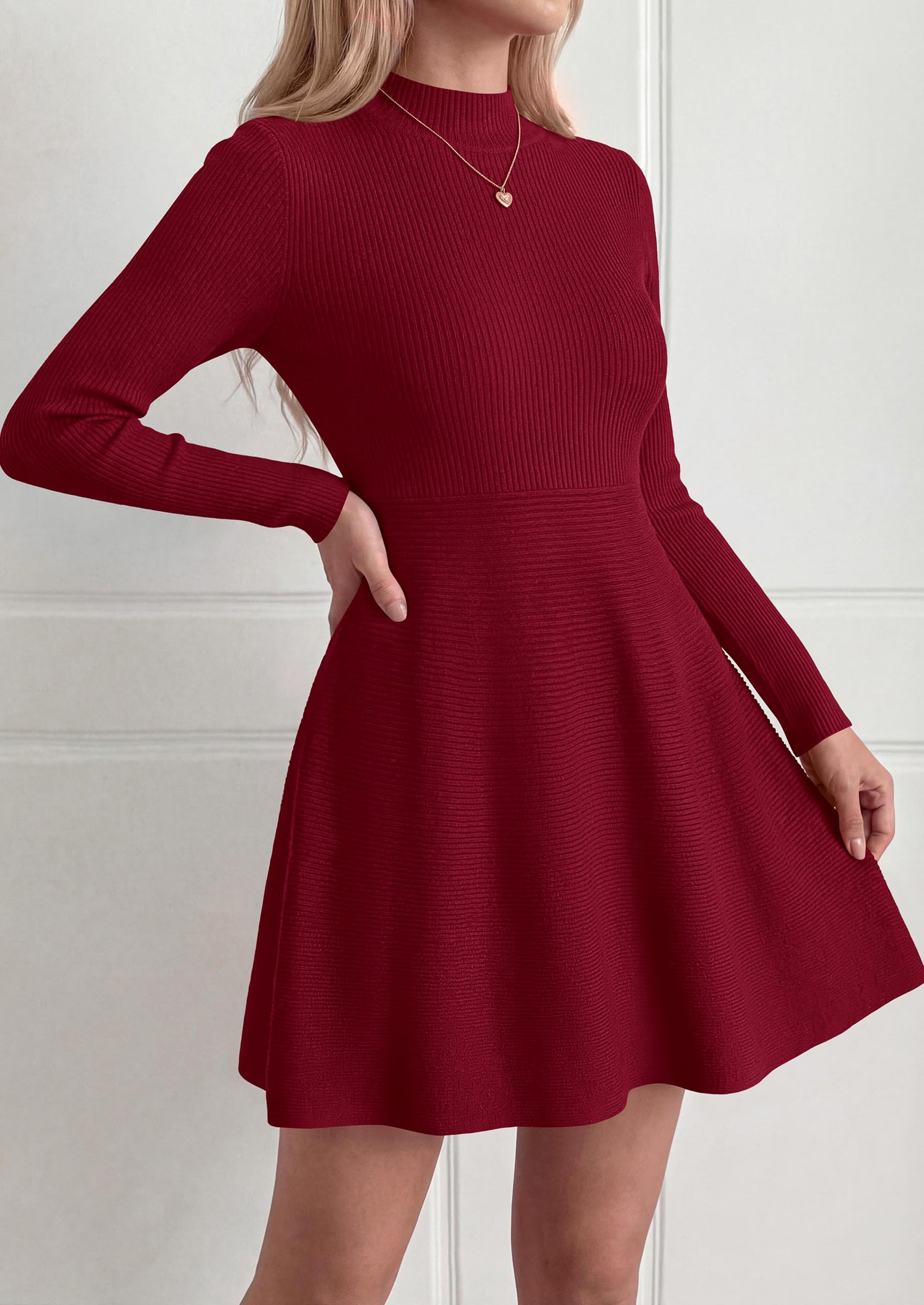 Women's Knit A Line Short Sweater Dress for Fall Wedding Guest