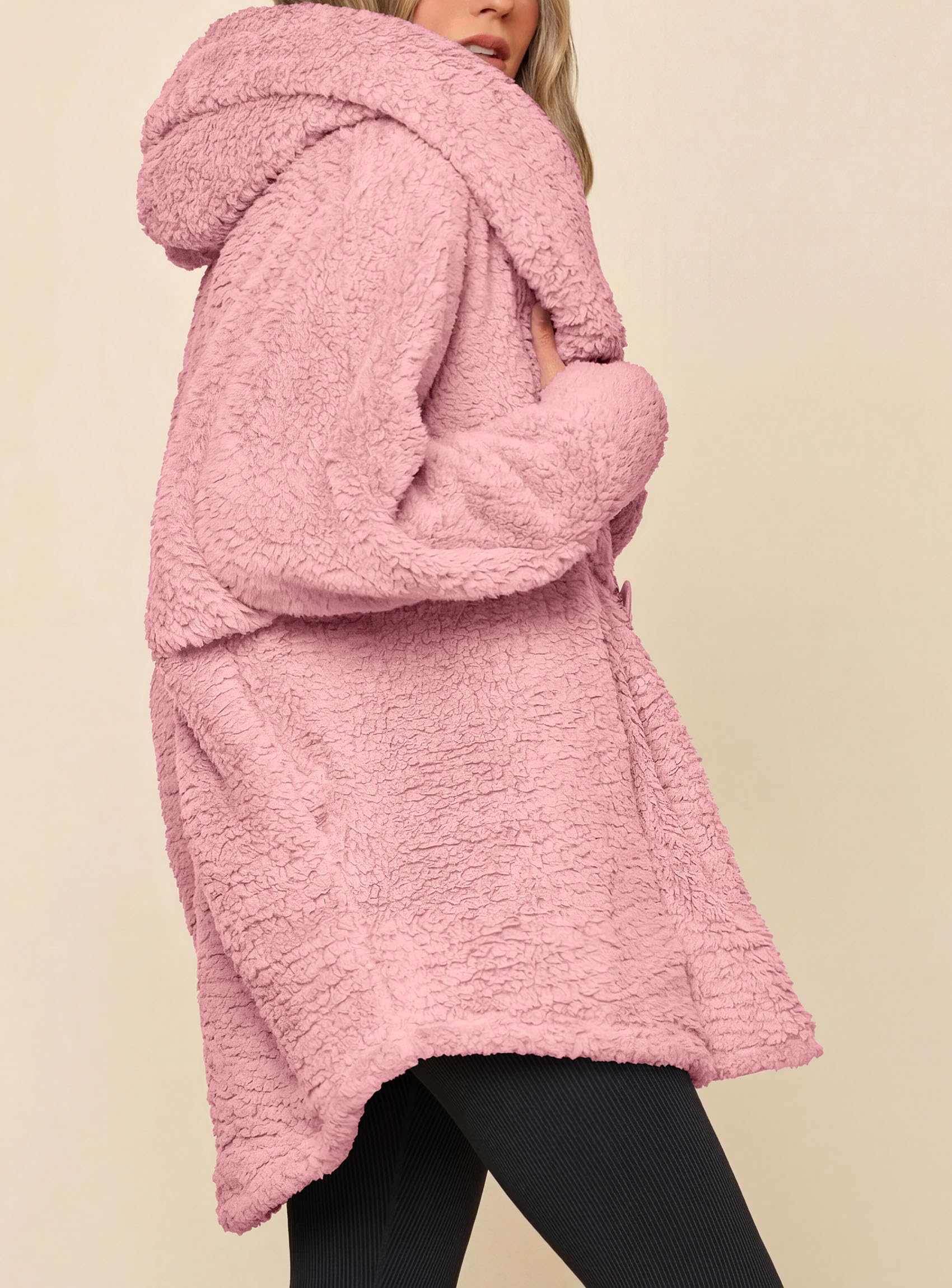 Women's Winter Warm Coats Hooded Faux Fur Sherpa Jacket