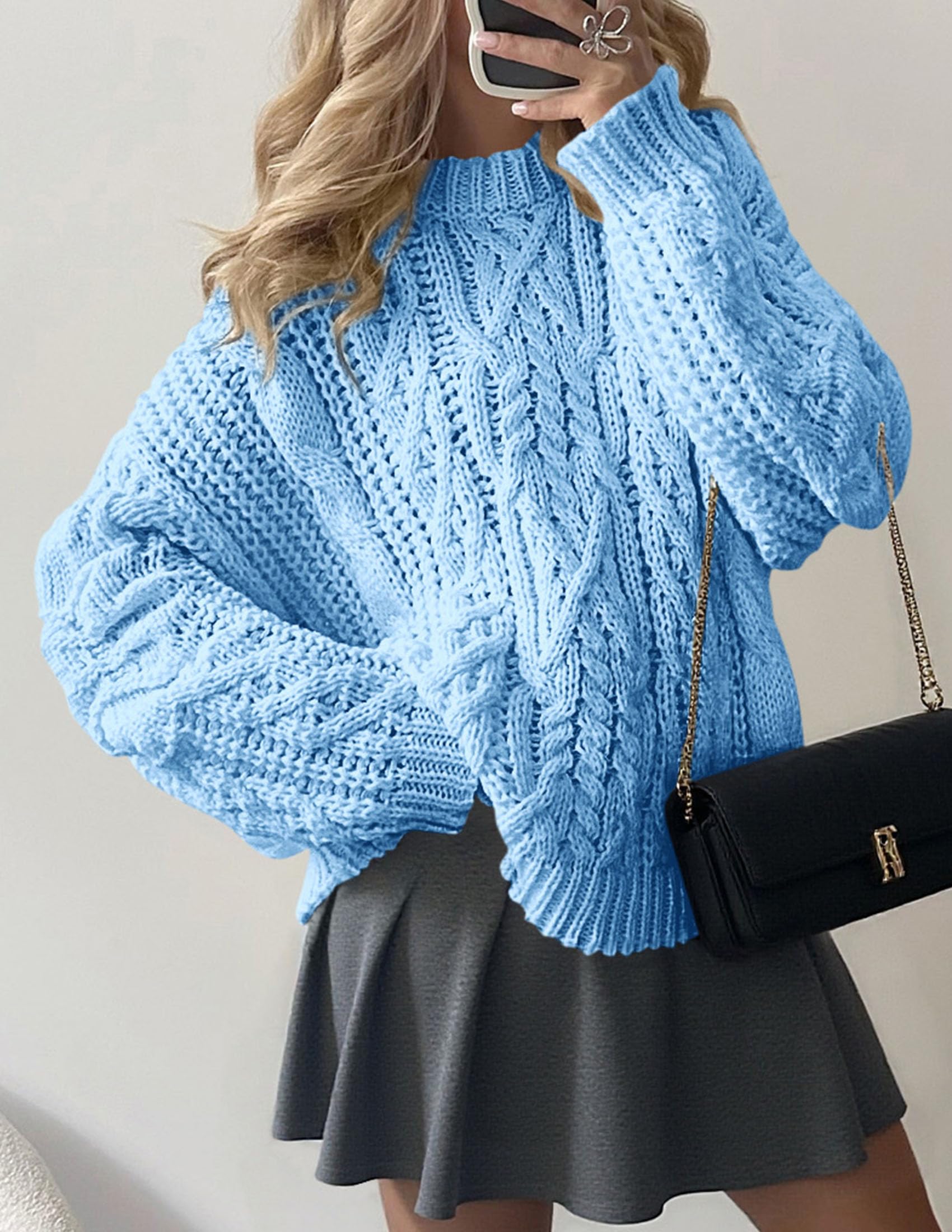 Womens Oversized Fall Sweaters Chunky Cable Knit Pullover Tops
