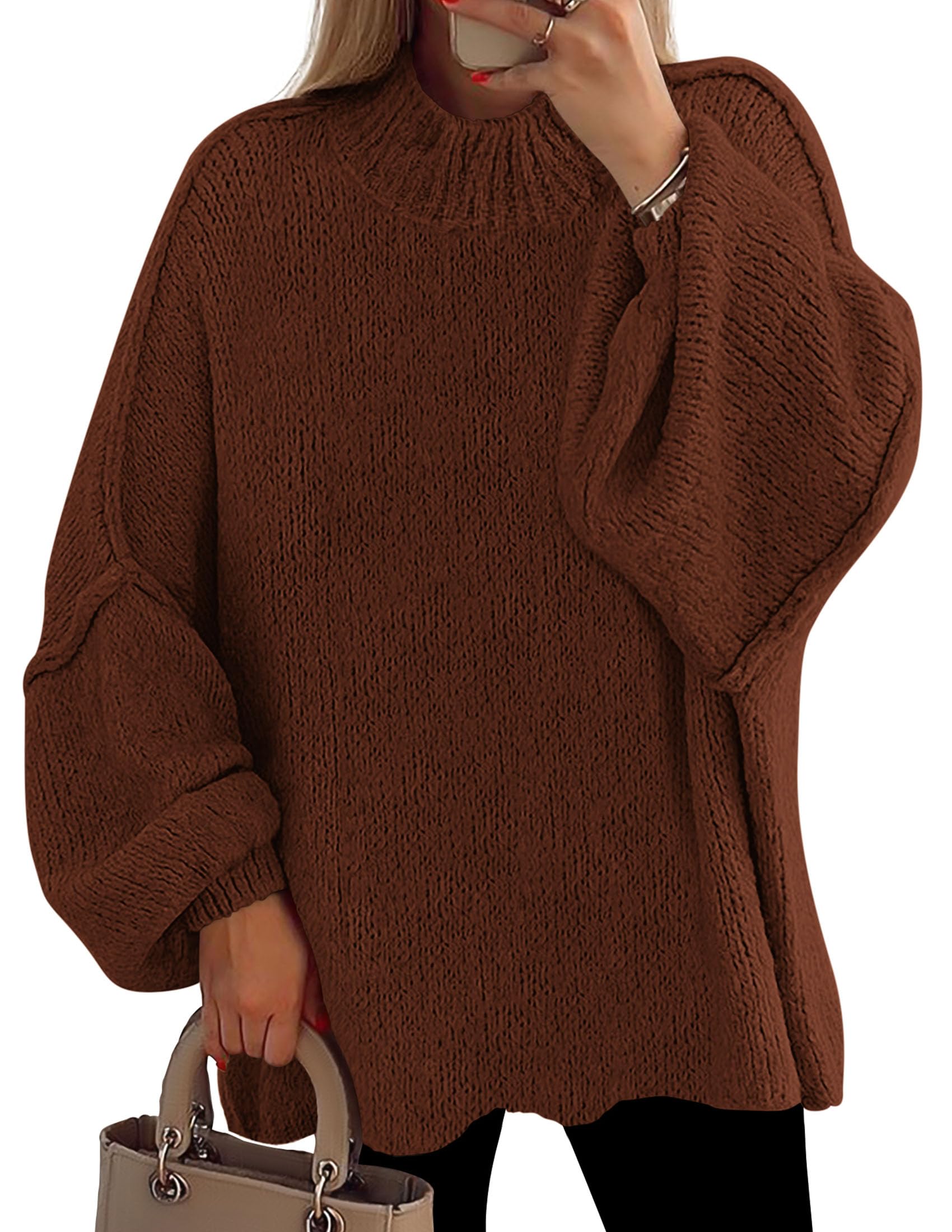 Women's Oversized Sweaters Fall Clothes (Caramel,S)