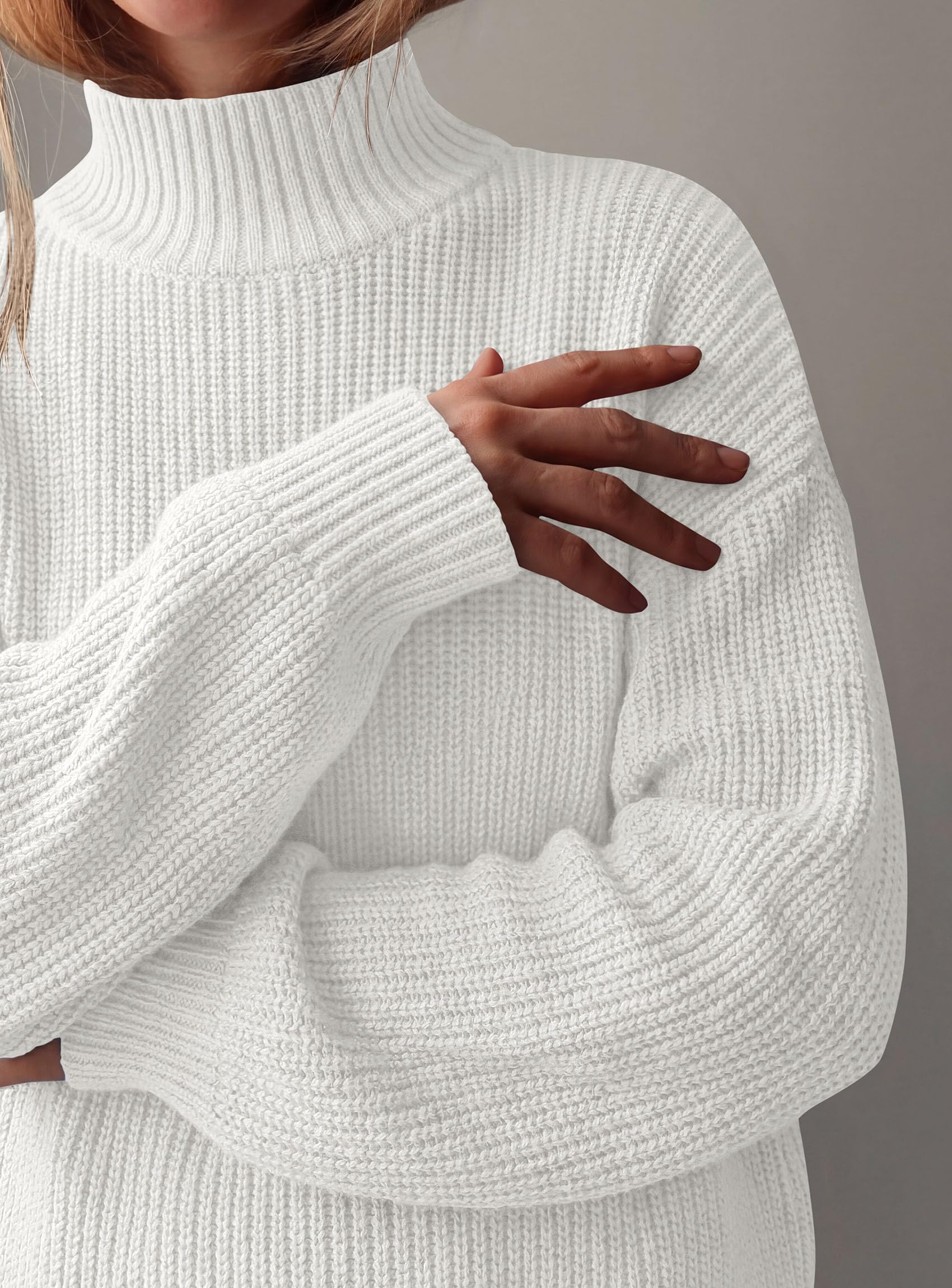 Women's Chunky Knit Fall Mock Turtleneck Pullover Sweaters