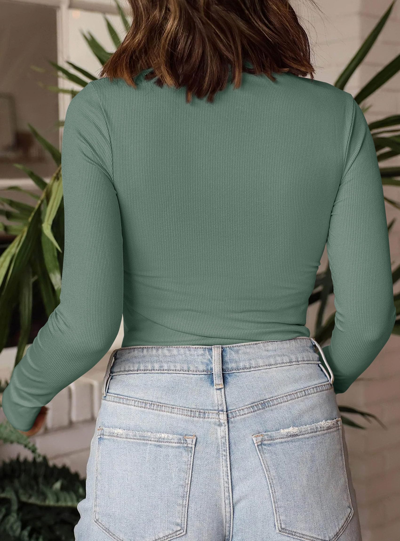 Womens Mock Turtleneck Fall Long Sleeve Shirts,Grey Green,XS
