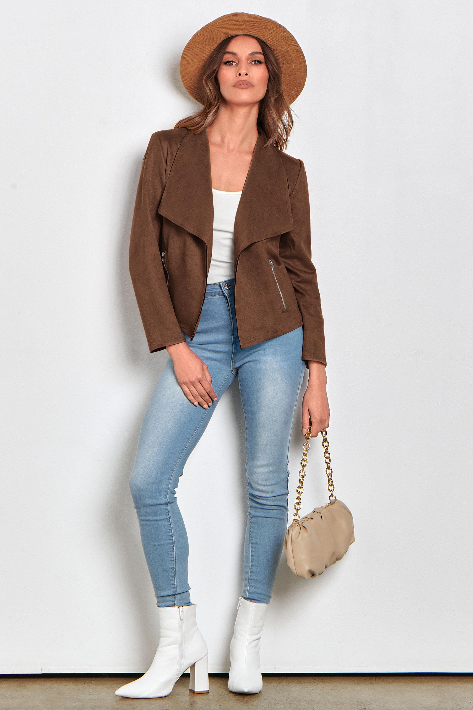 Women's Fall Fashion Faux Suede Jackets(Coffee,Small)