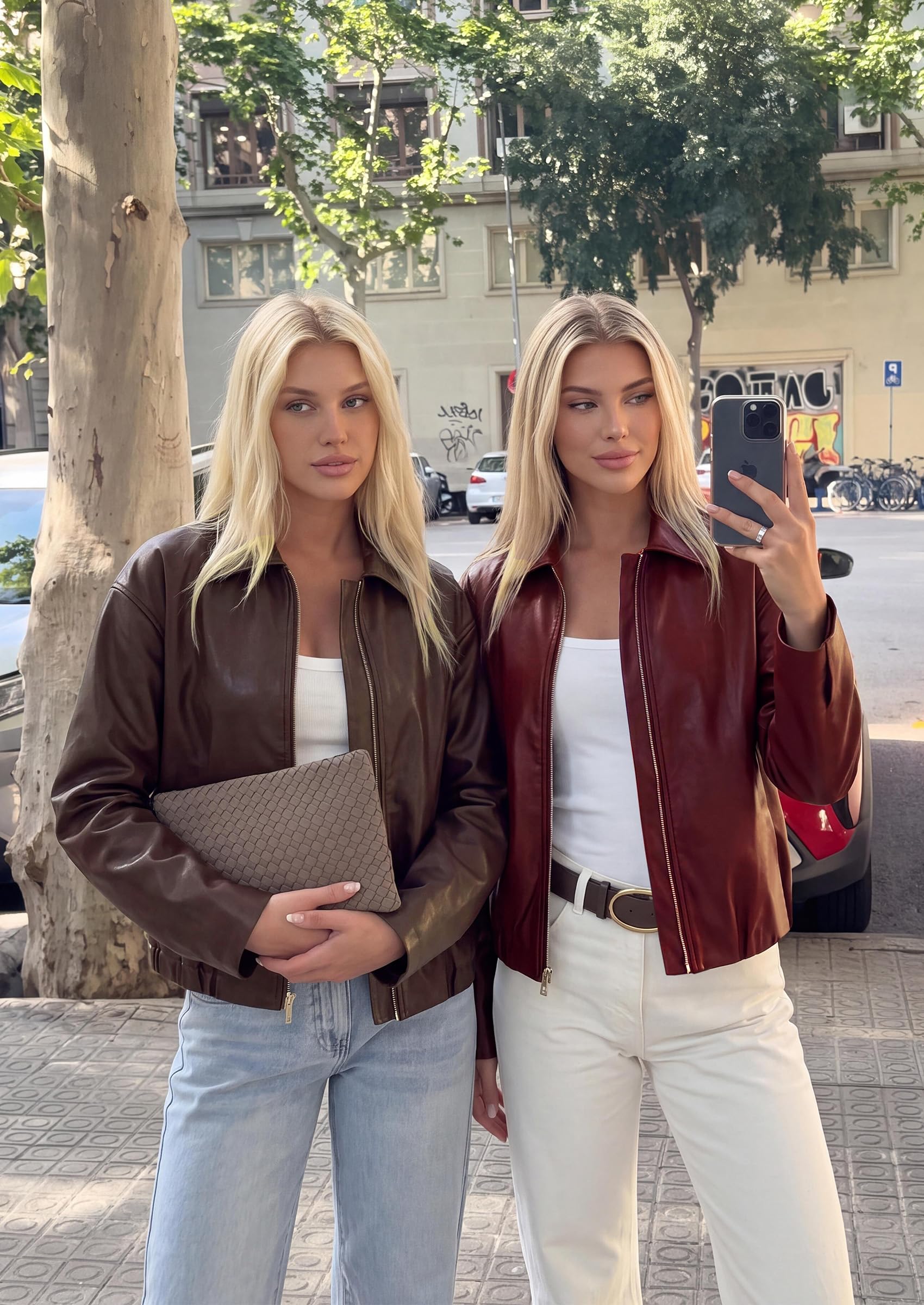 Womens Faux Leather Motorcycle Jackets Fall Cropped Coats