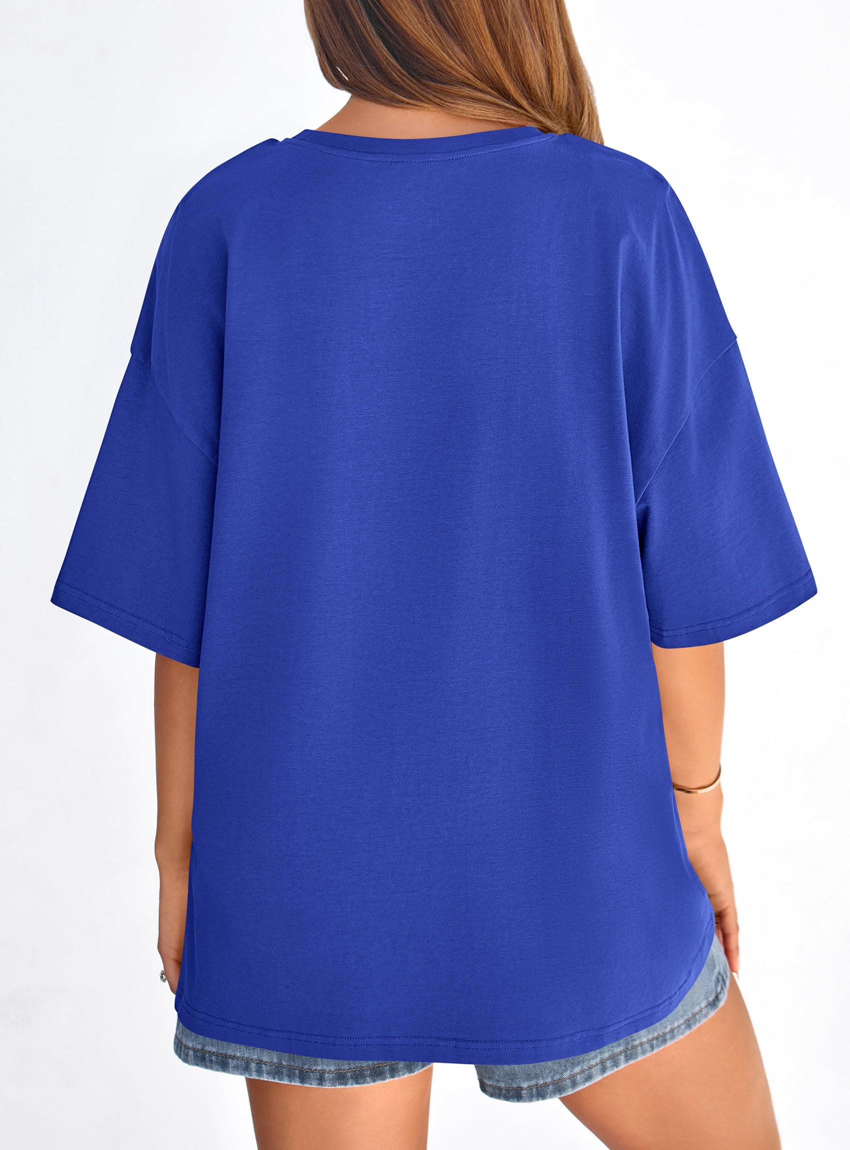 Women's Oversized Tshirts Going Out Tops (Royal Blue,S)