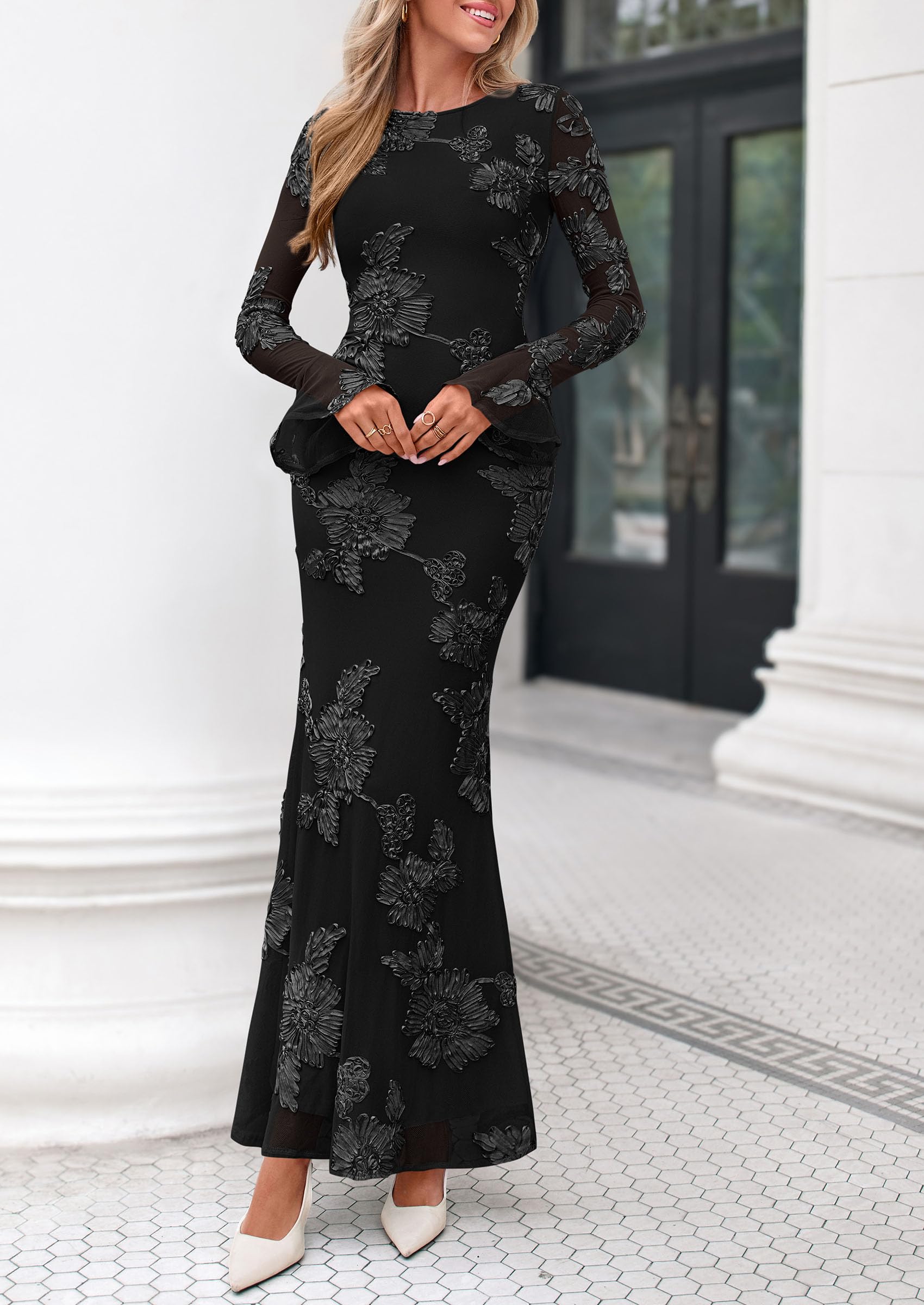Women's Formal Floral Maxi Bodycon Wedding Guest Dresses 2026
