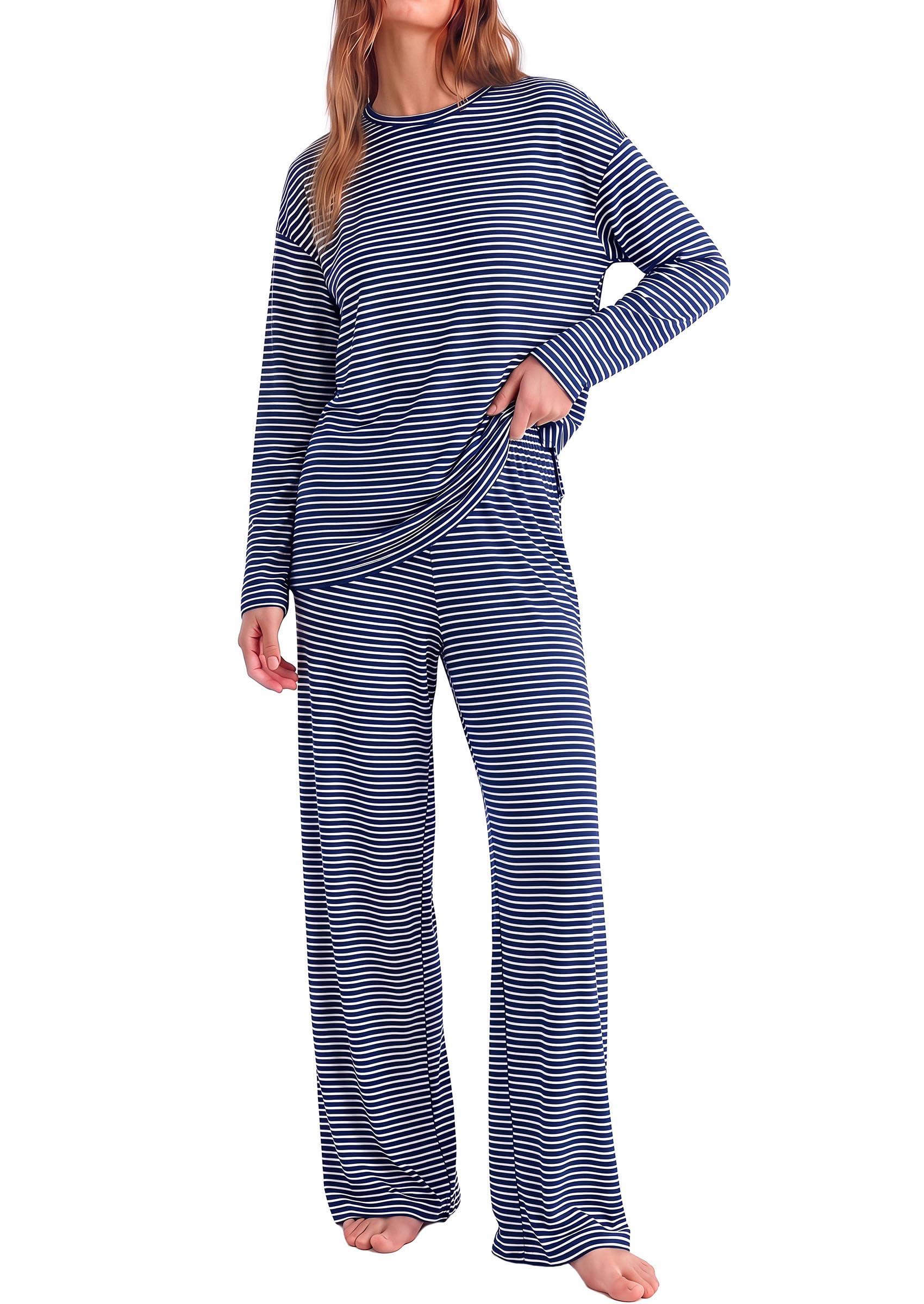 Lounge Sets for Women Fall Striped Matching Comfy Pajama Sets
