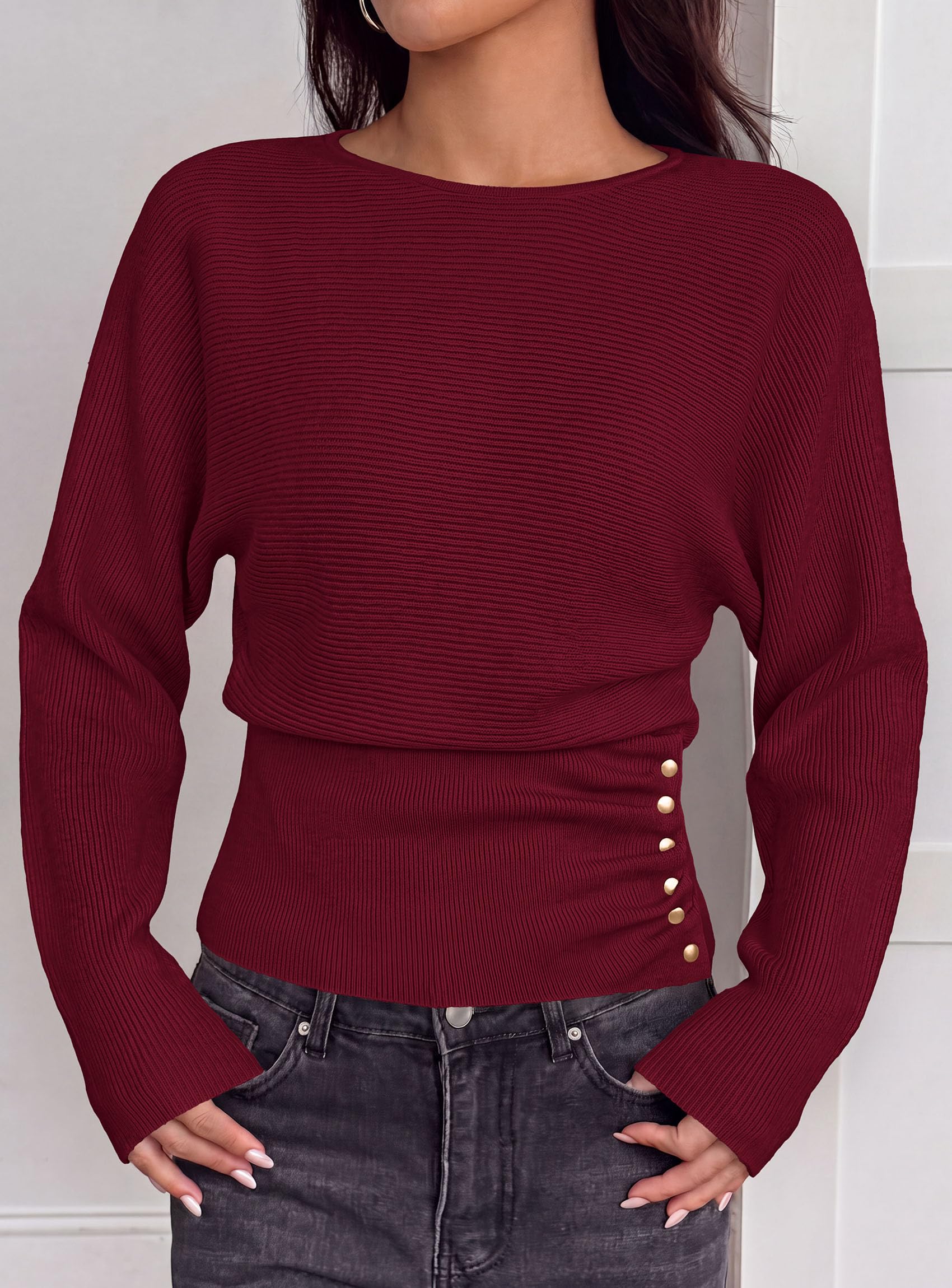 Batwing Sleeve Sweaters For Women Pullover Fall Clothes