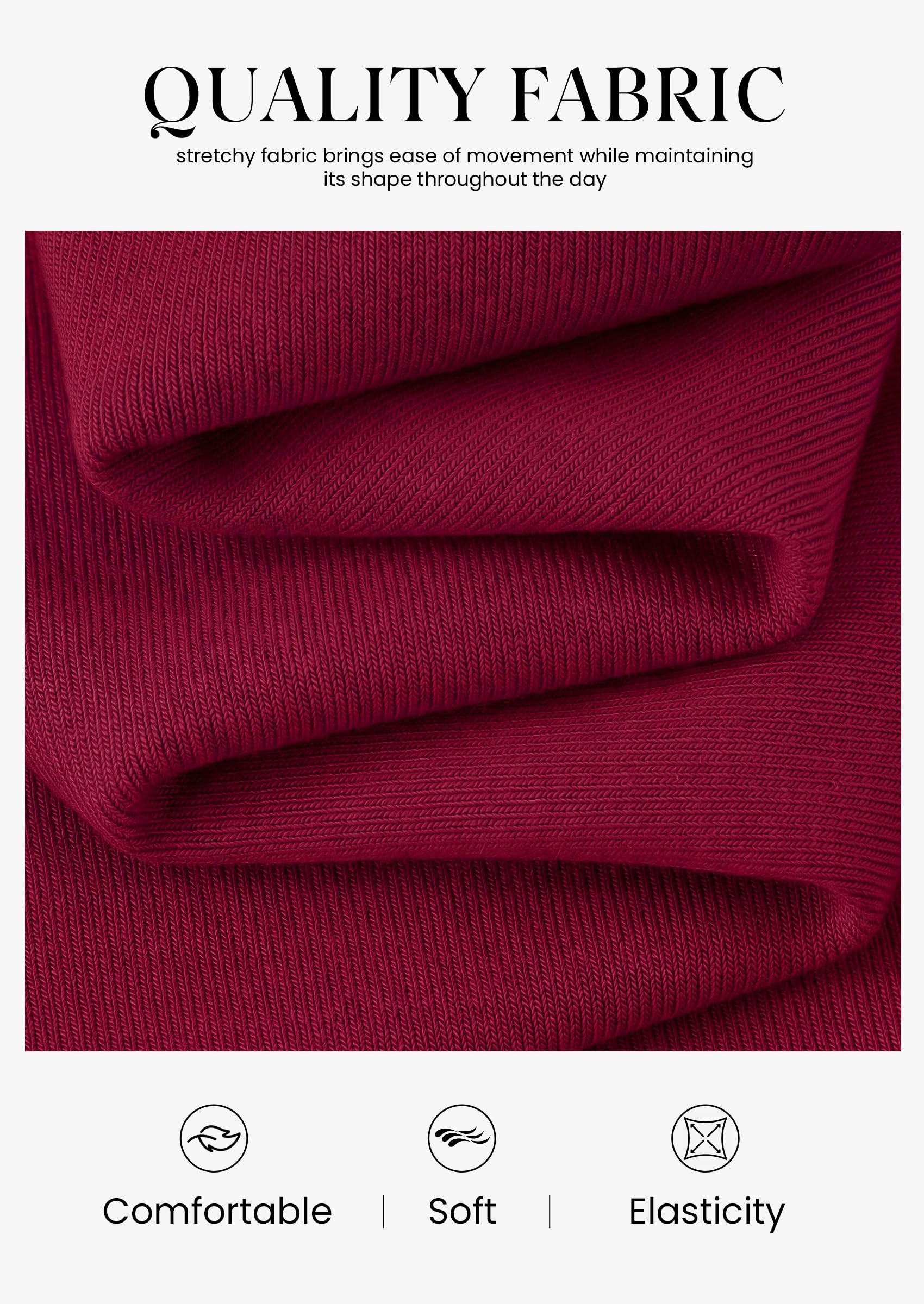 Women's V Neck Long Sleeve Bodysuits Tops (Burgundy,XS)