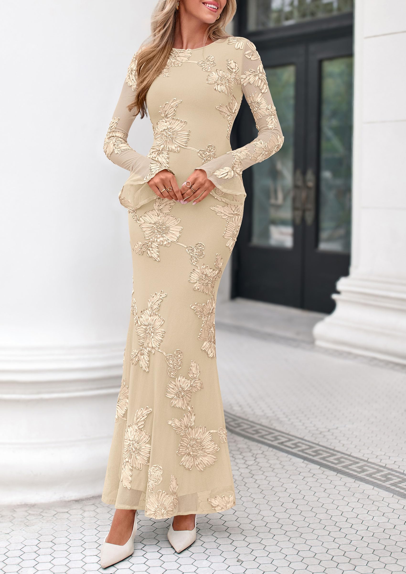 Women's Formal Floral Maxi Bodycon Wedding Guest Dresses 2026