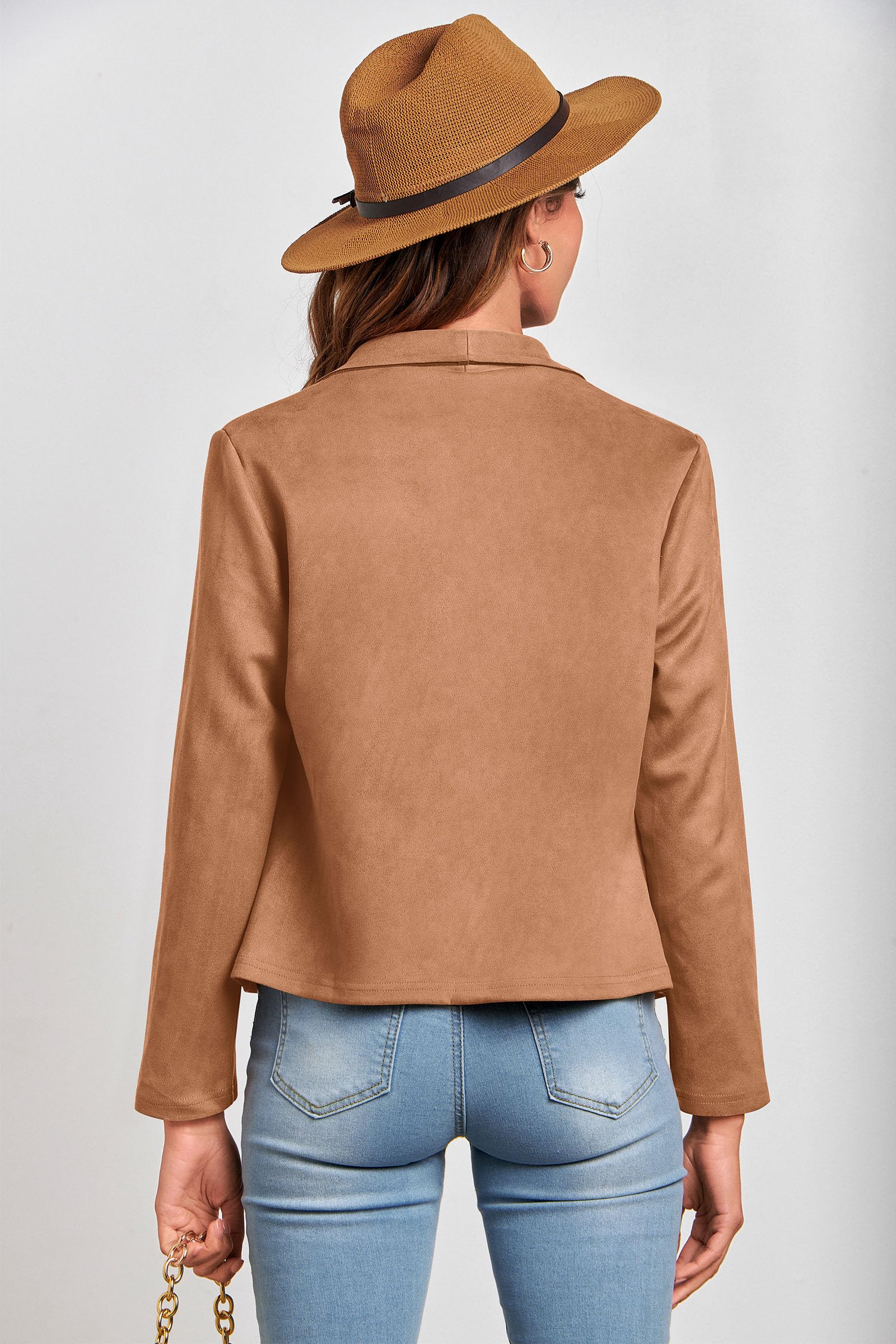Women's Fall Fashion Faux Suede Jackets(Camel,Small)
