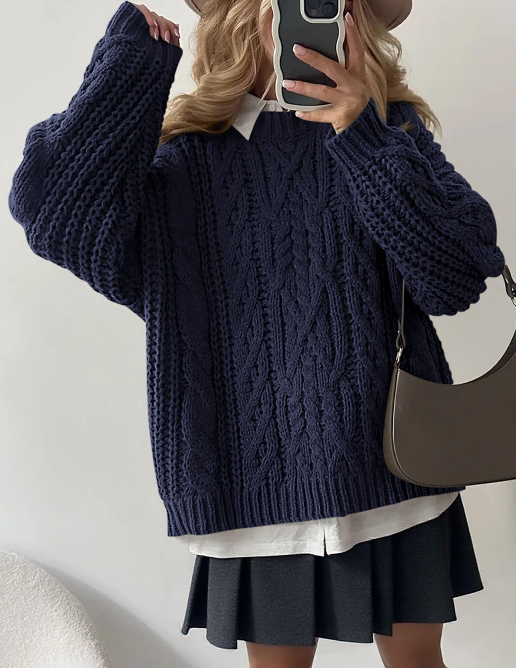 Womens Oversized Fall Sweaters Chunky Cable Knit Pullover Tops