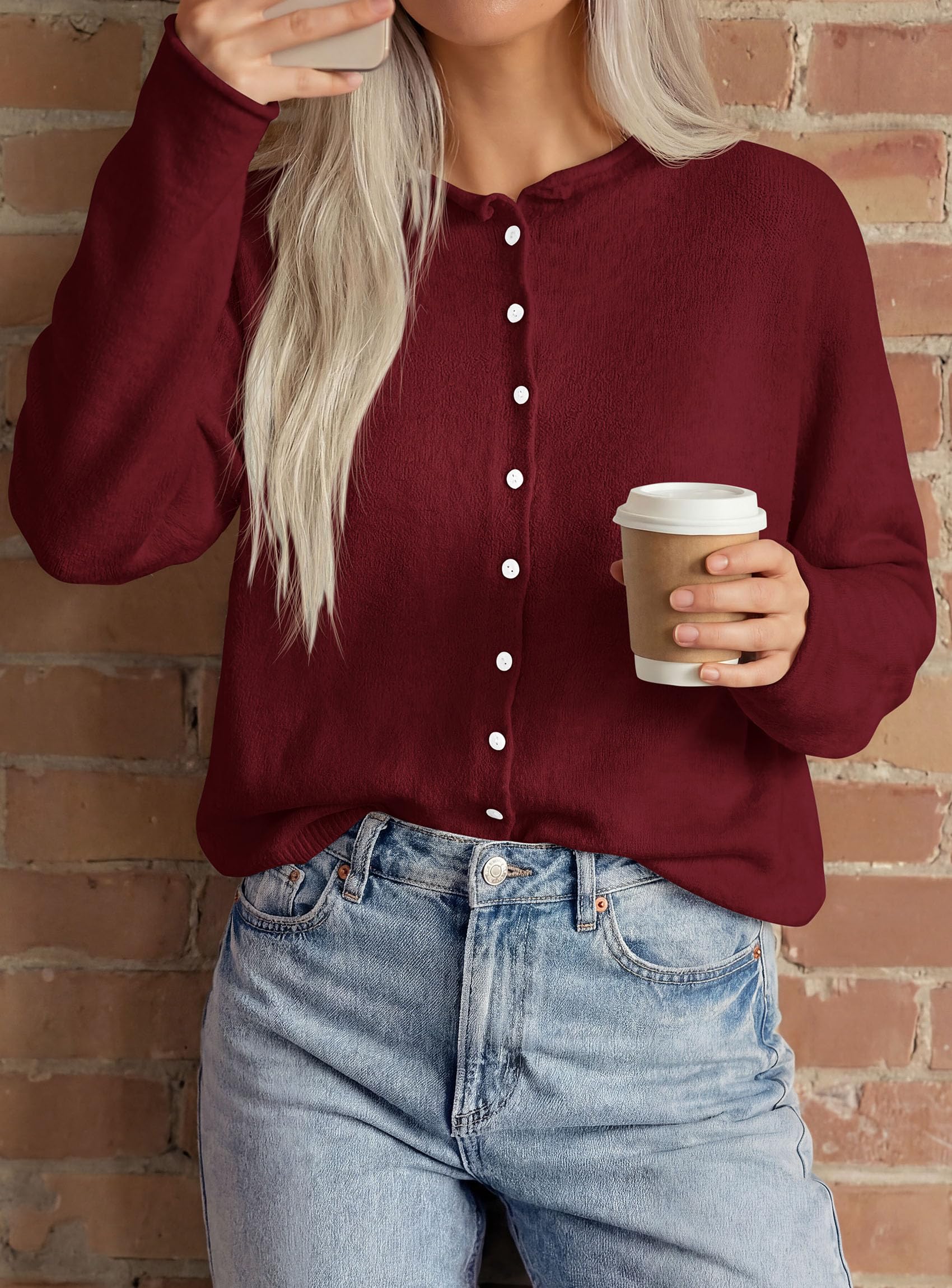 Button Up Cardigan for Women Knit Oversized Fall Sweaters