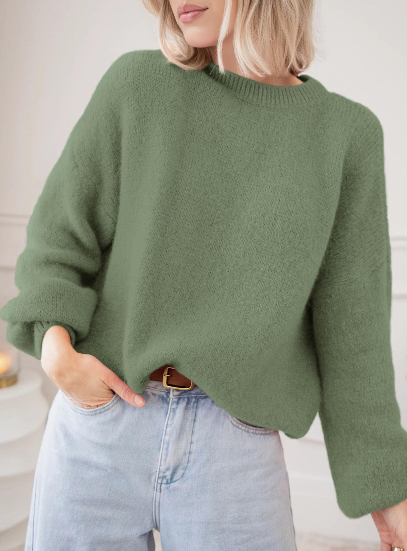 Women's Fall Oversized Holiday Sweaters (Green,S)