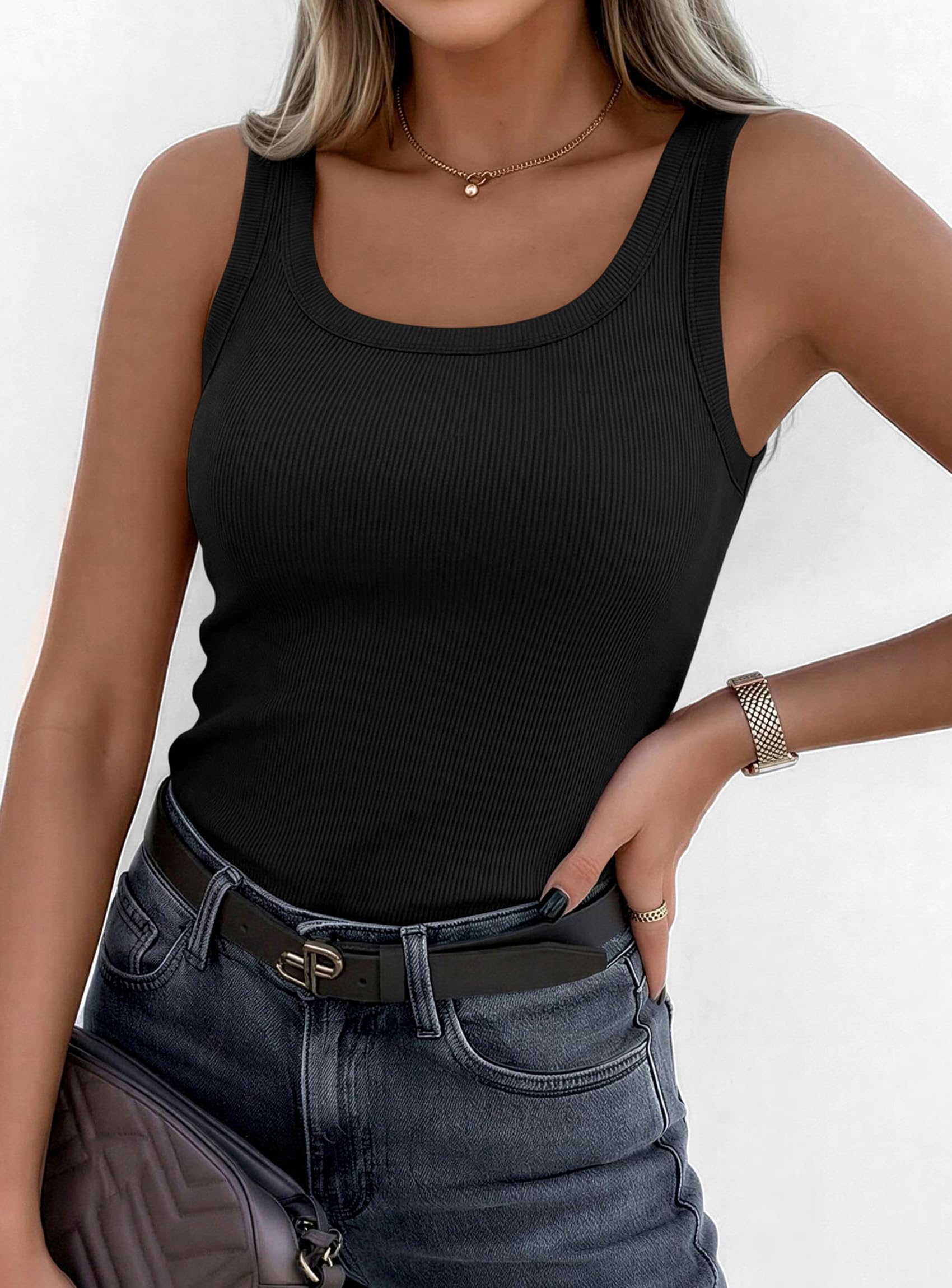 Tank Tops for Women Summer Sleeveless Tops,Black,XS