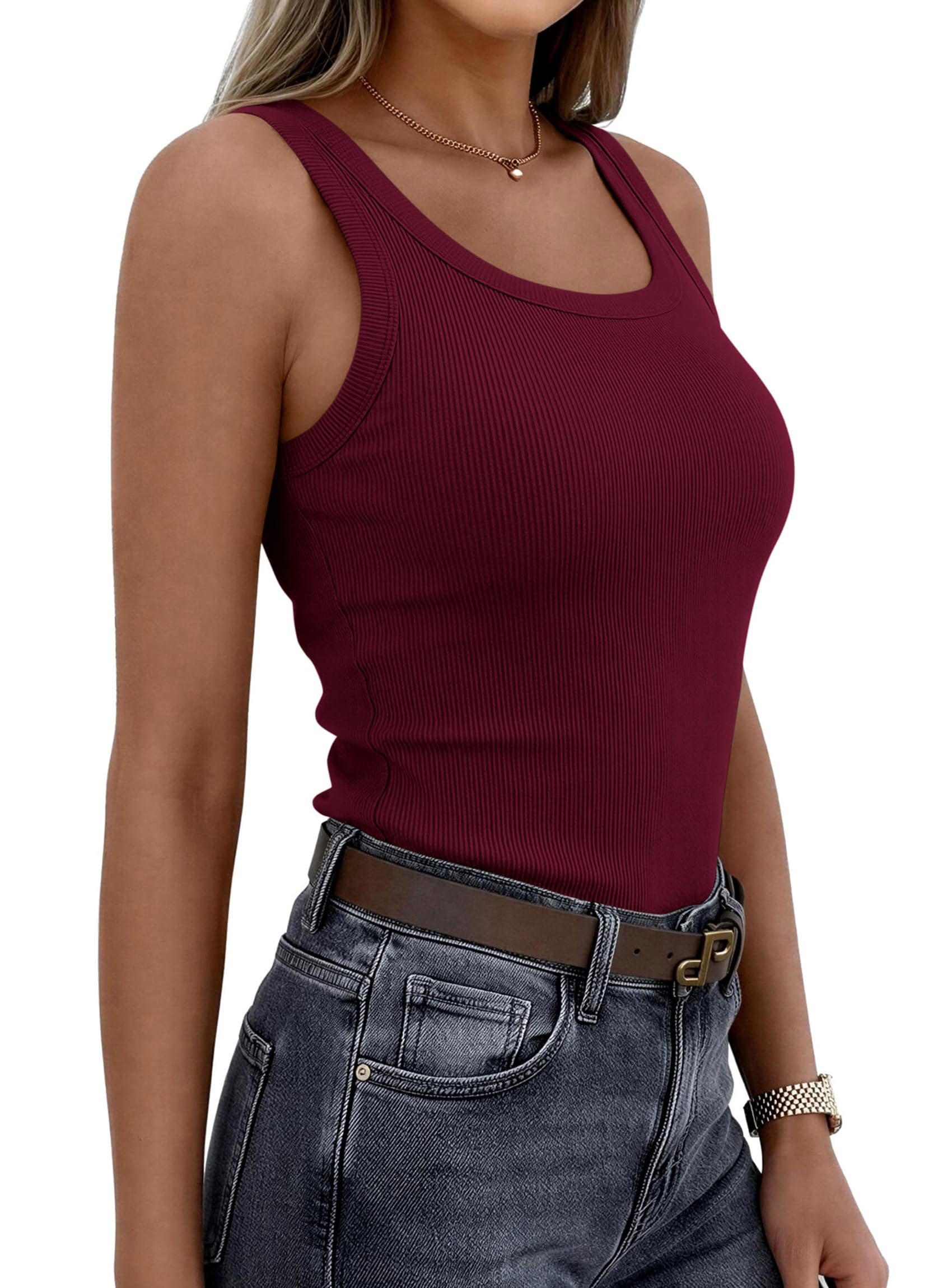 Tank Tops for Women Summer Sleeveless Tops,Burgundy,M