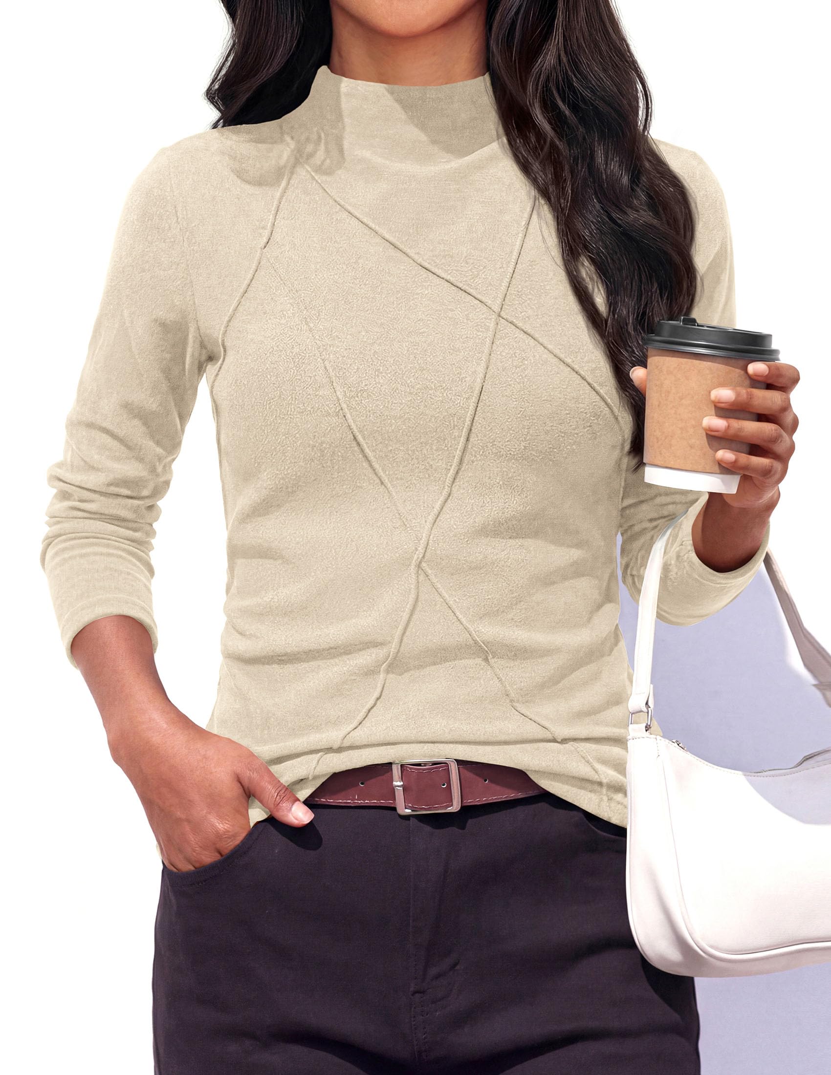 Women's Mock Neck Long Sleeve Shirts Underscrub Fall Tops