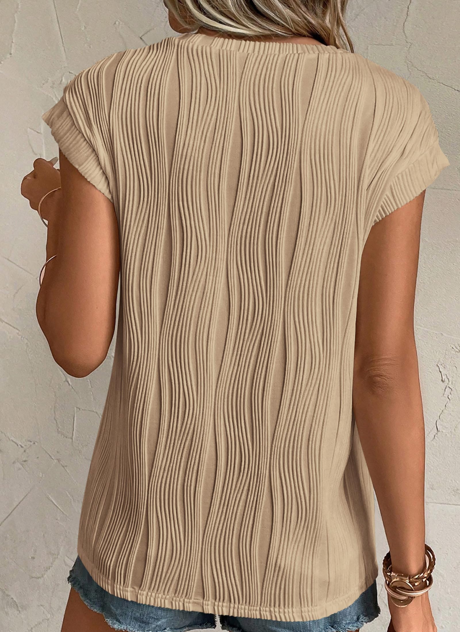 Blouses for Women Dressy Casual Summer Tops, Khaki,S