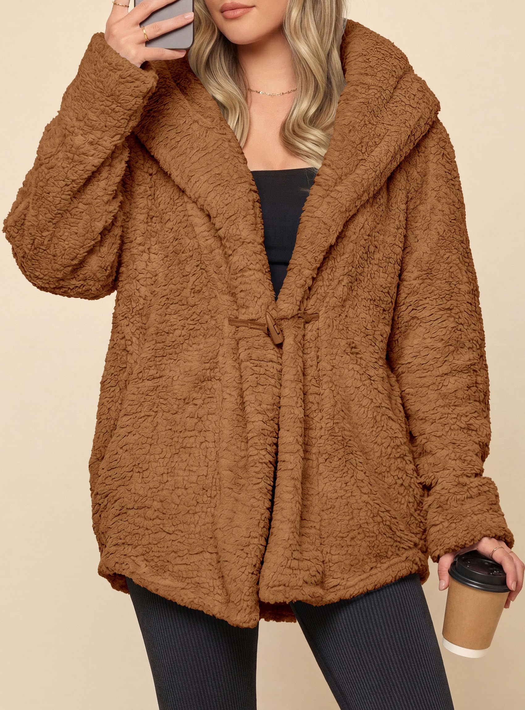 Women's Winter Warm Coats Hooded Faux Fur Sherpa Jacket