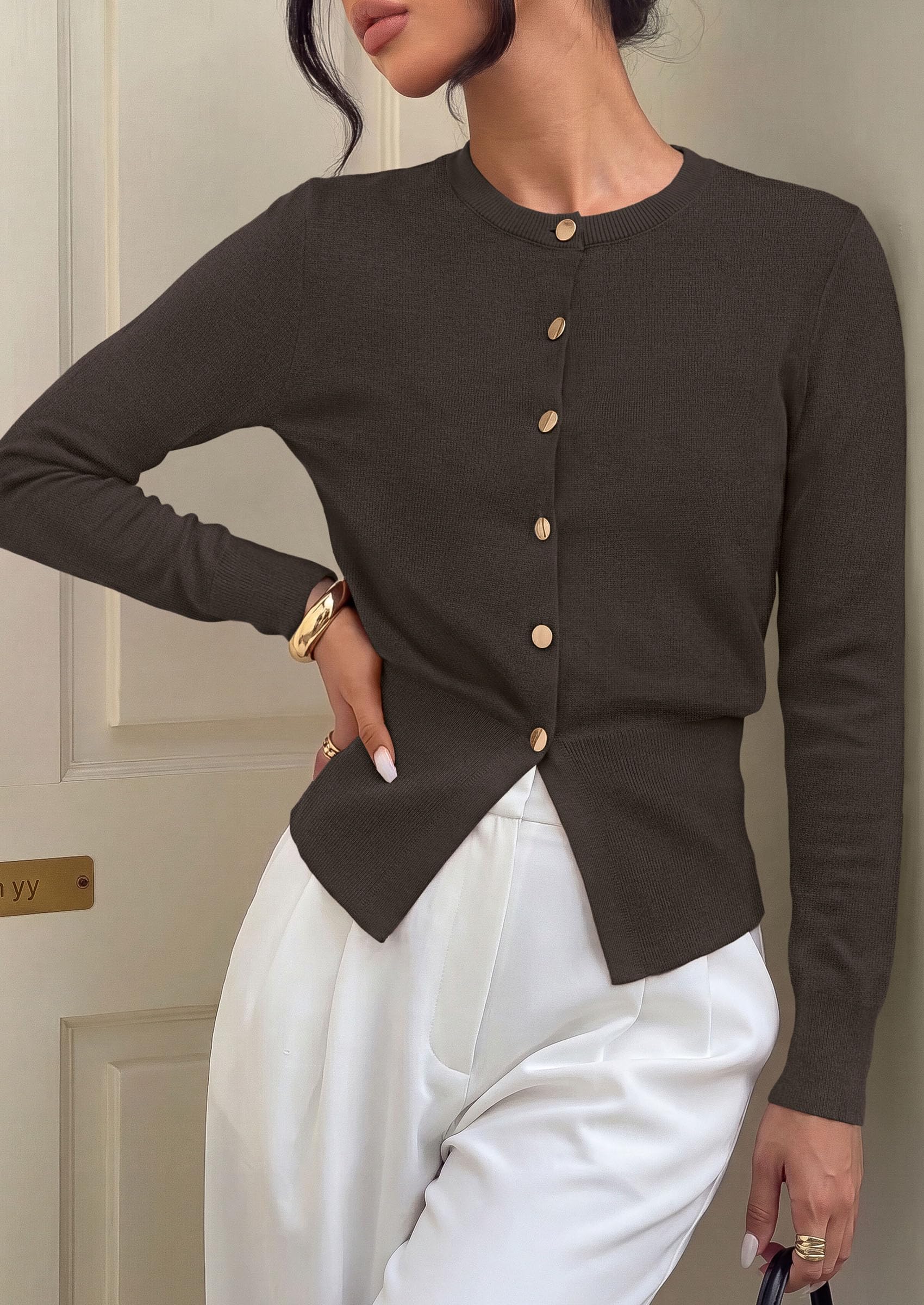 Womens Fall Fashion Knit Cardigan Sweaters Cinched Waist Tops
