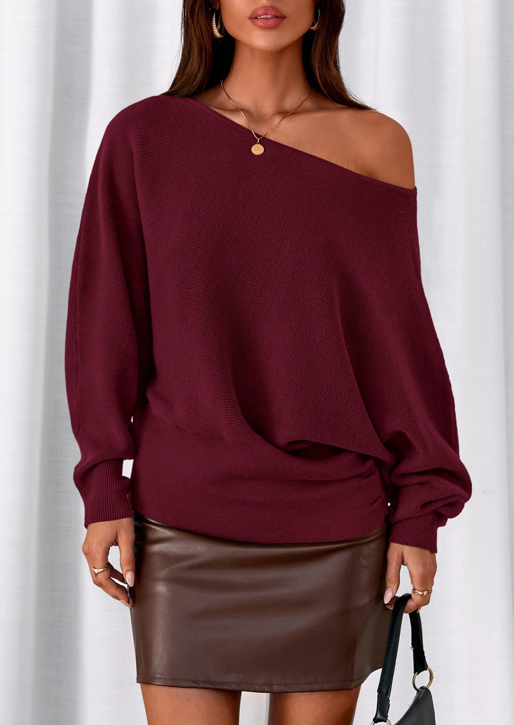Women's Off the Shoulder Sweater Trendy Fall Going Out Tops
