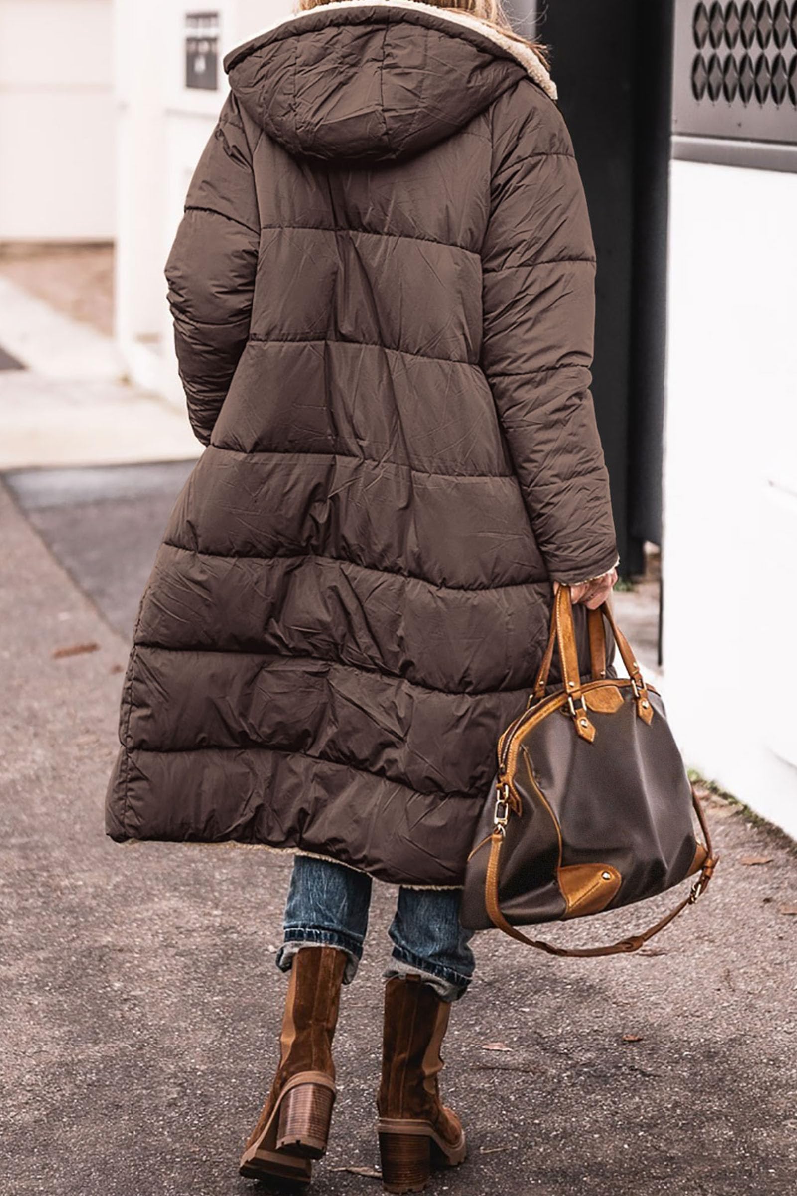 Women's Winter Fleece Warm Long Coats(Dark Coffee,Small)