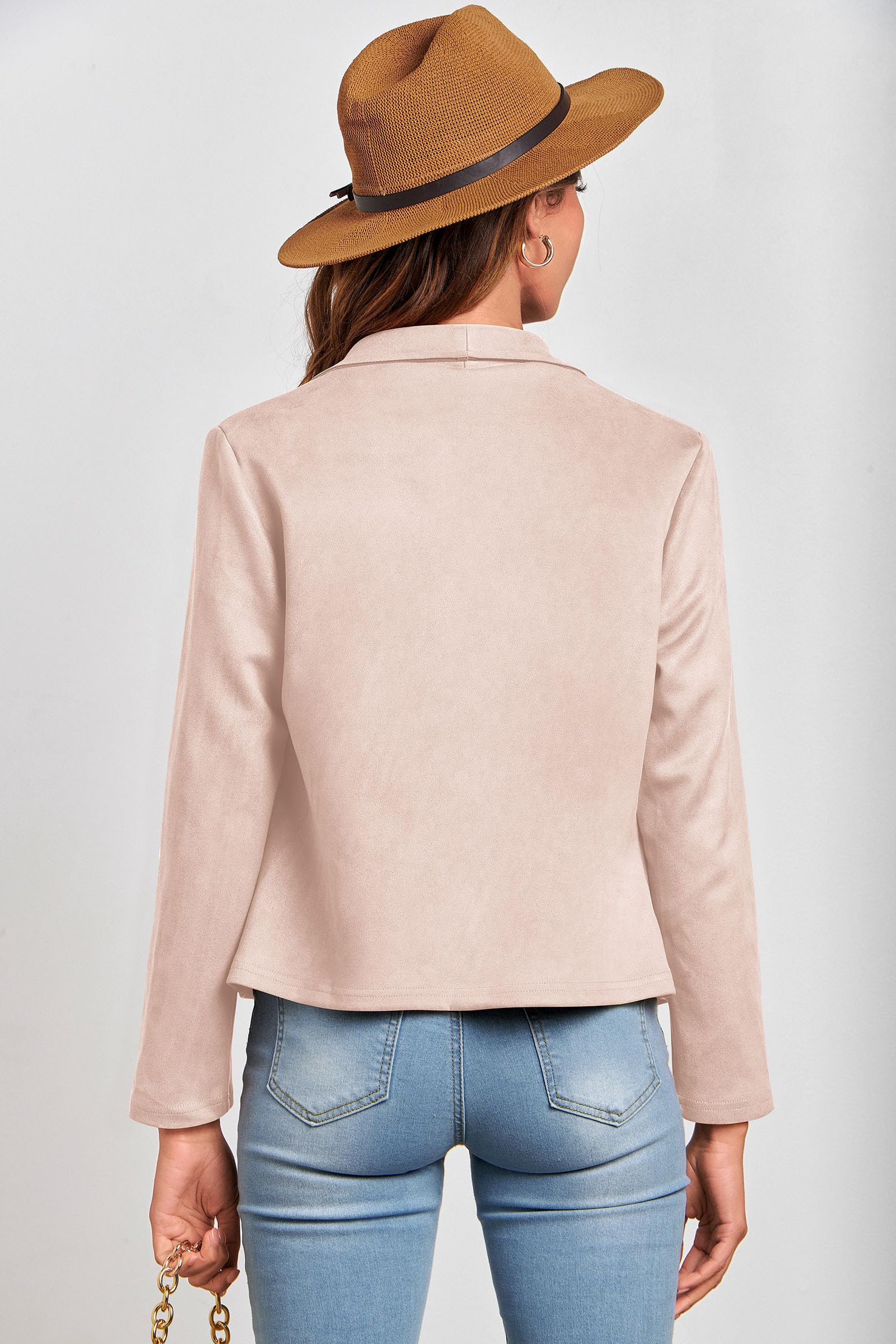 Women's Fall Fashion Faux Suede Jackets(Beige Apricot,Medium)