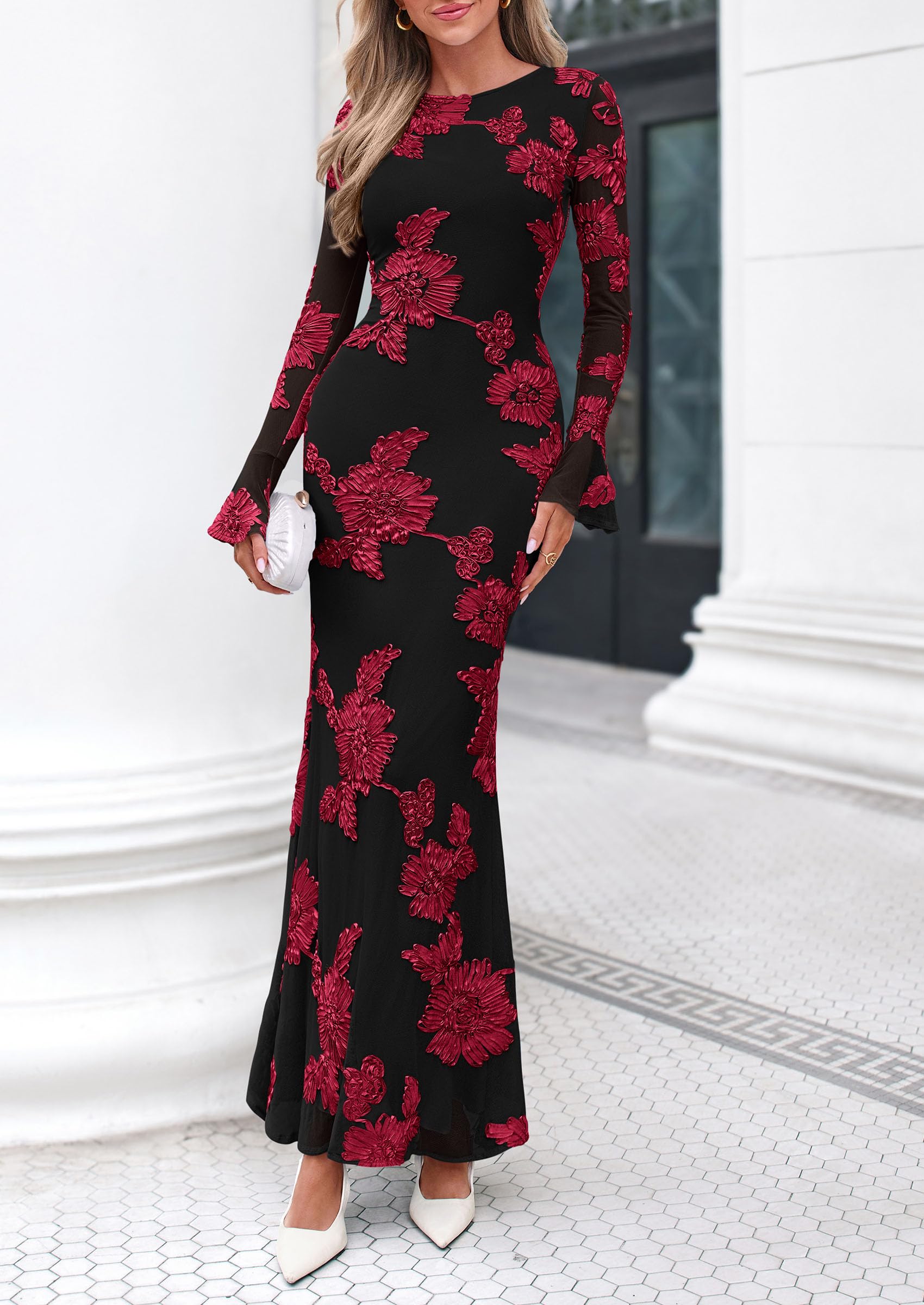 Women's Formal Floral Maxi Bodycon Wedding Guest Dresses 2026