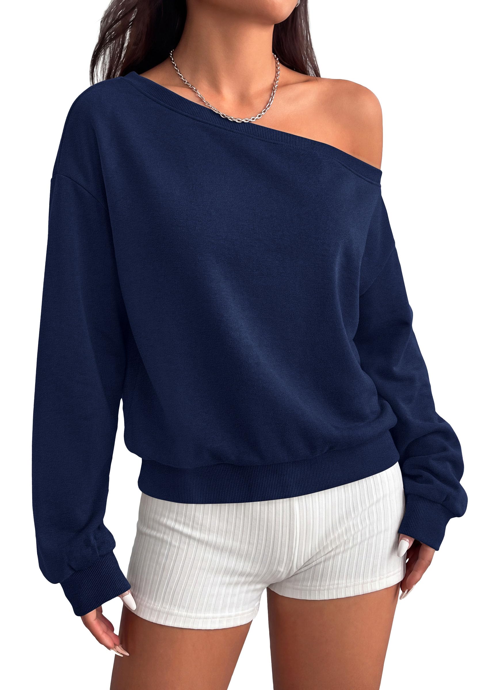 Womens Off The Shoulder Sweatshirt Fall Long Sleeve Tops