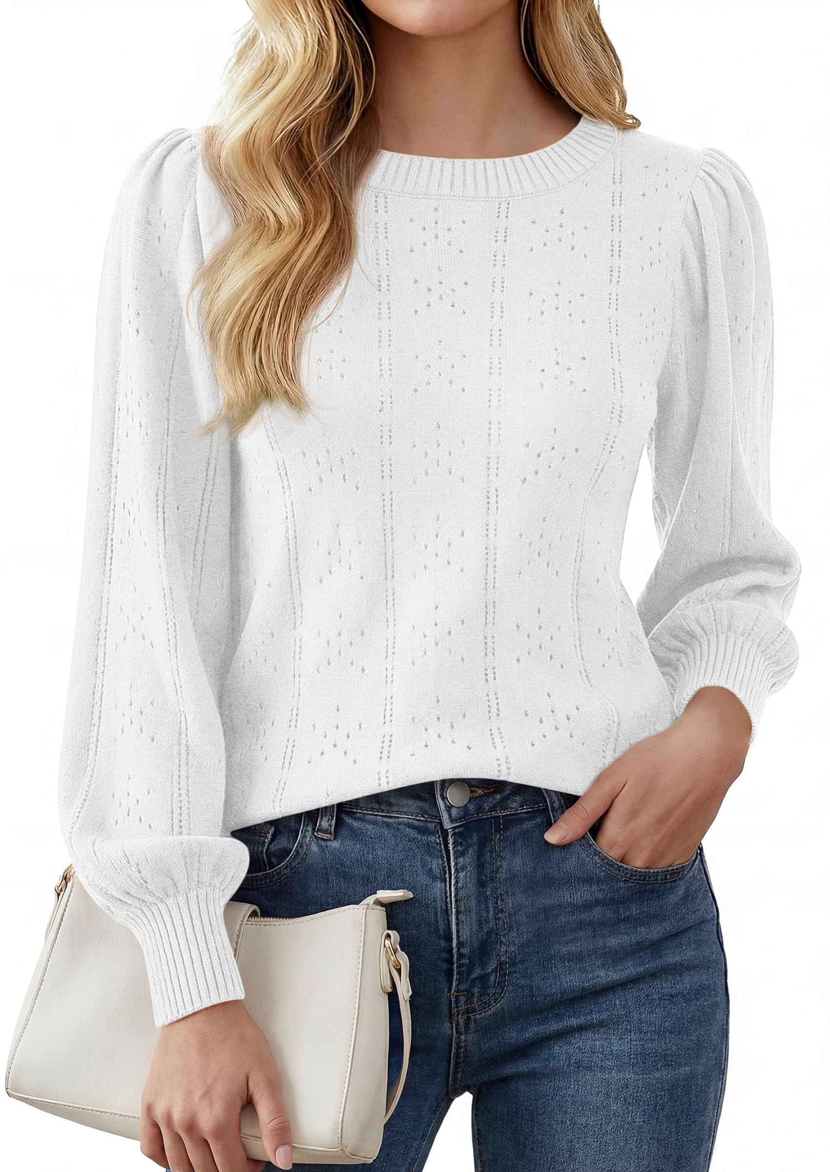 Women Fall Fashion Hollow Out Holiday Sweaters White,S