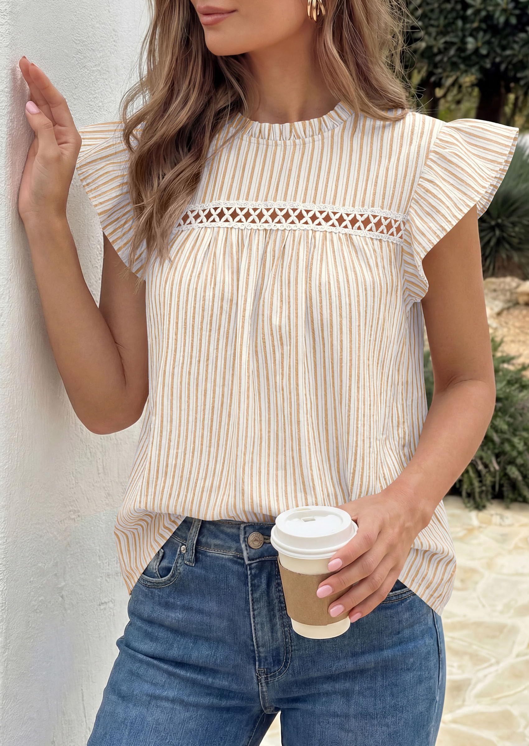 Striped Shirt Women Summer Dressy Business Casual Work Tops