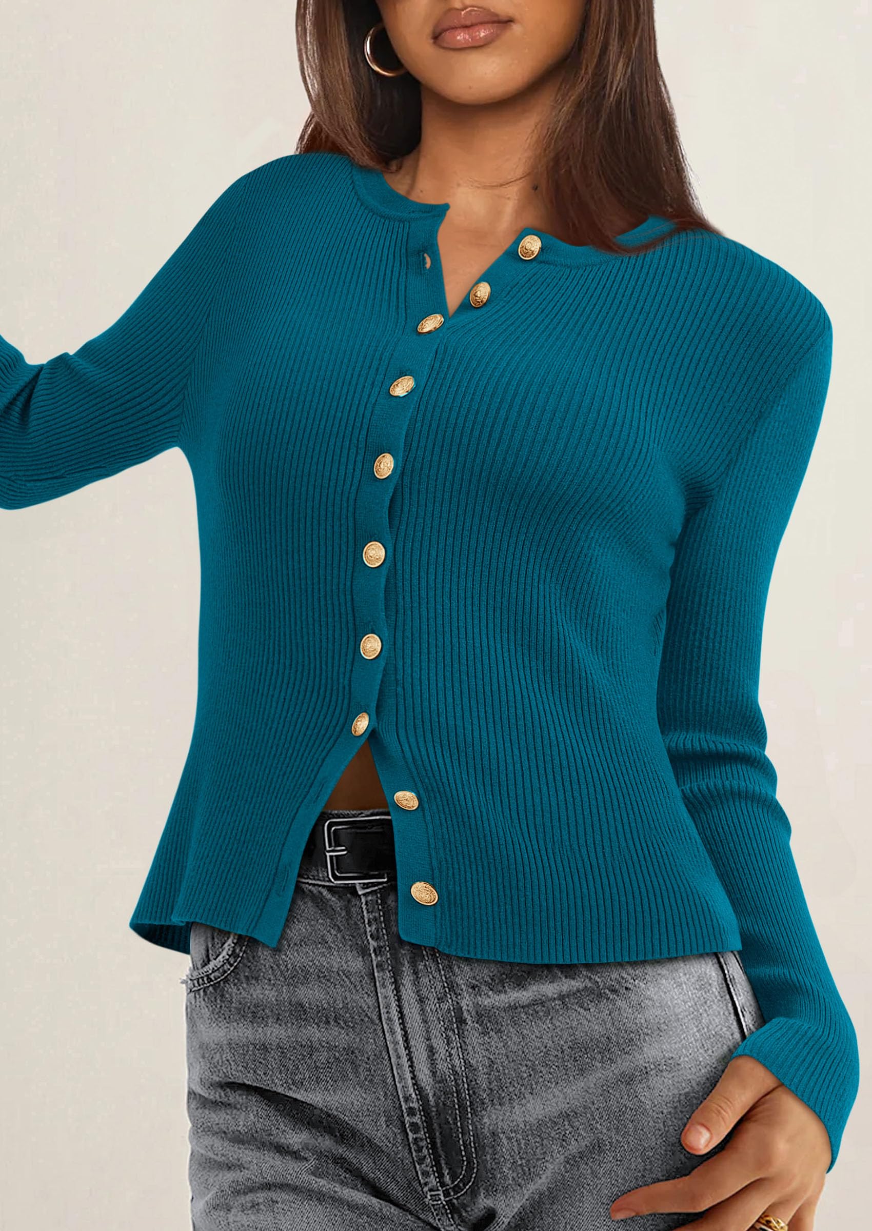 Women's Fall Lightweight Cardigan Sweaters,Lake Blue,S