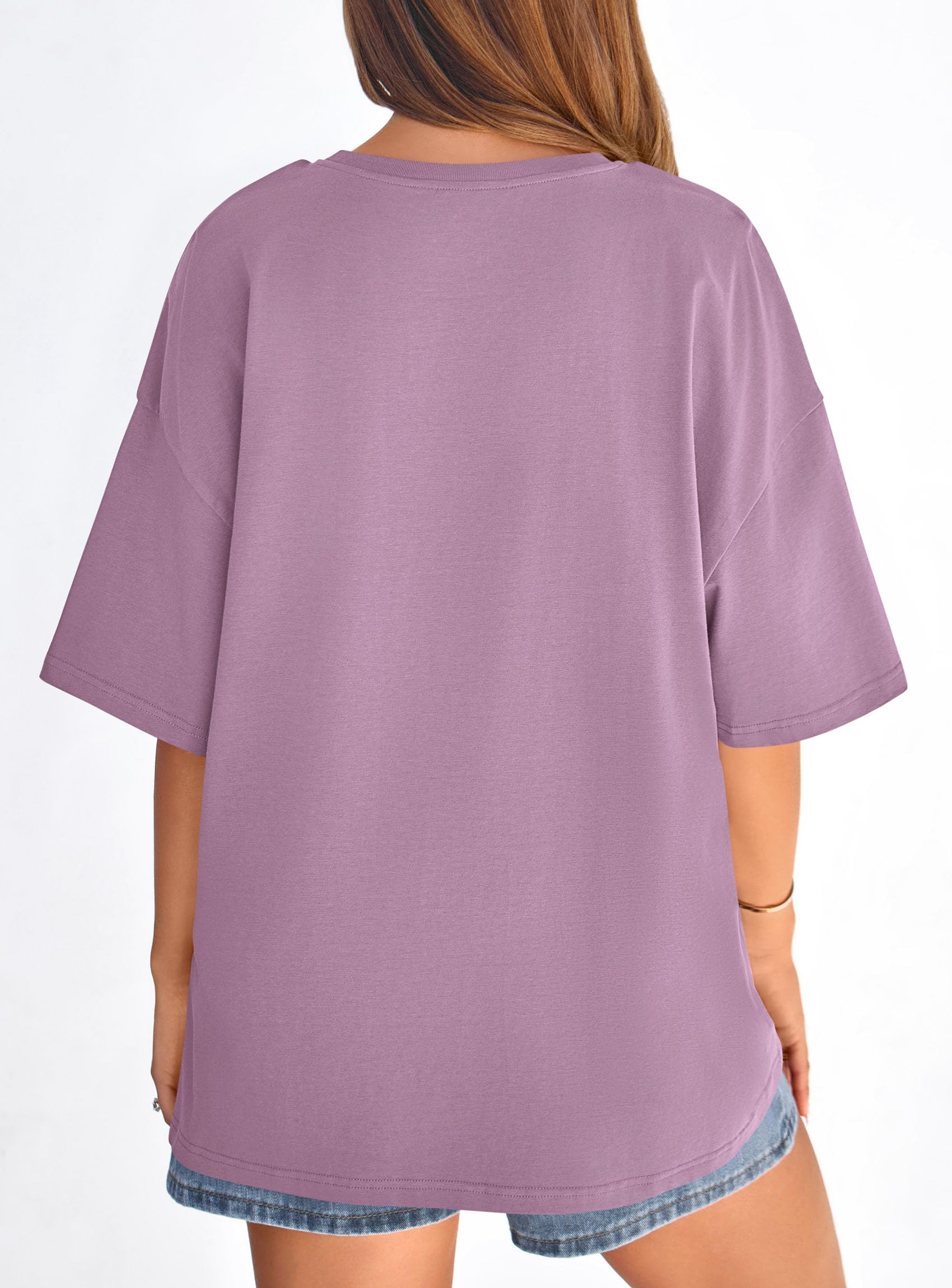Women's Oversized Tshirts Going Out Tops (Dark Pink,S)