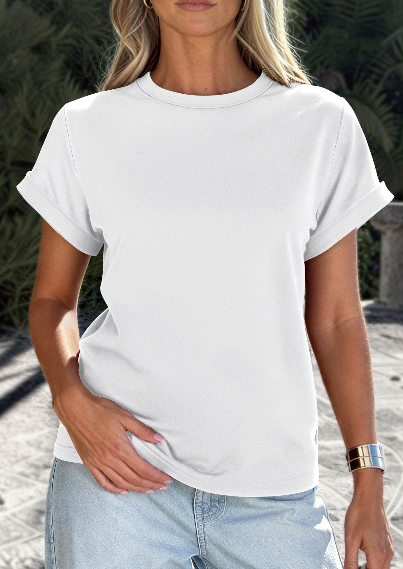 Womens Summer Tops Short Sleeve Shirts,White,S
