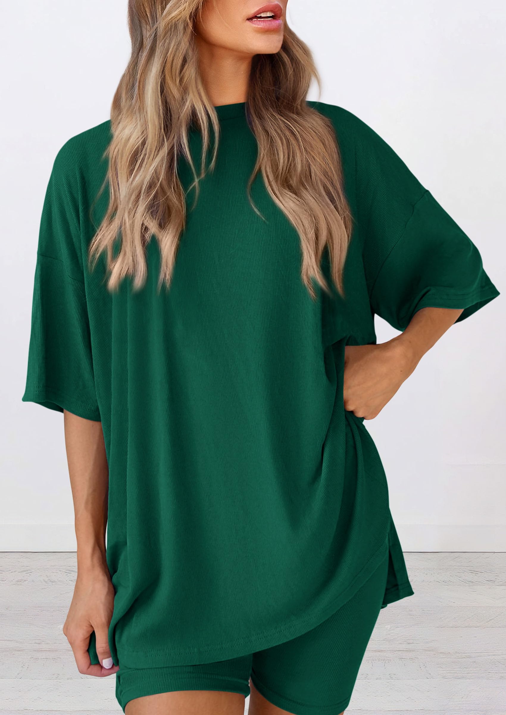 Women 2 Piece Lounge Set Airport Travel Outfit, Green,S
