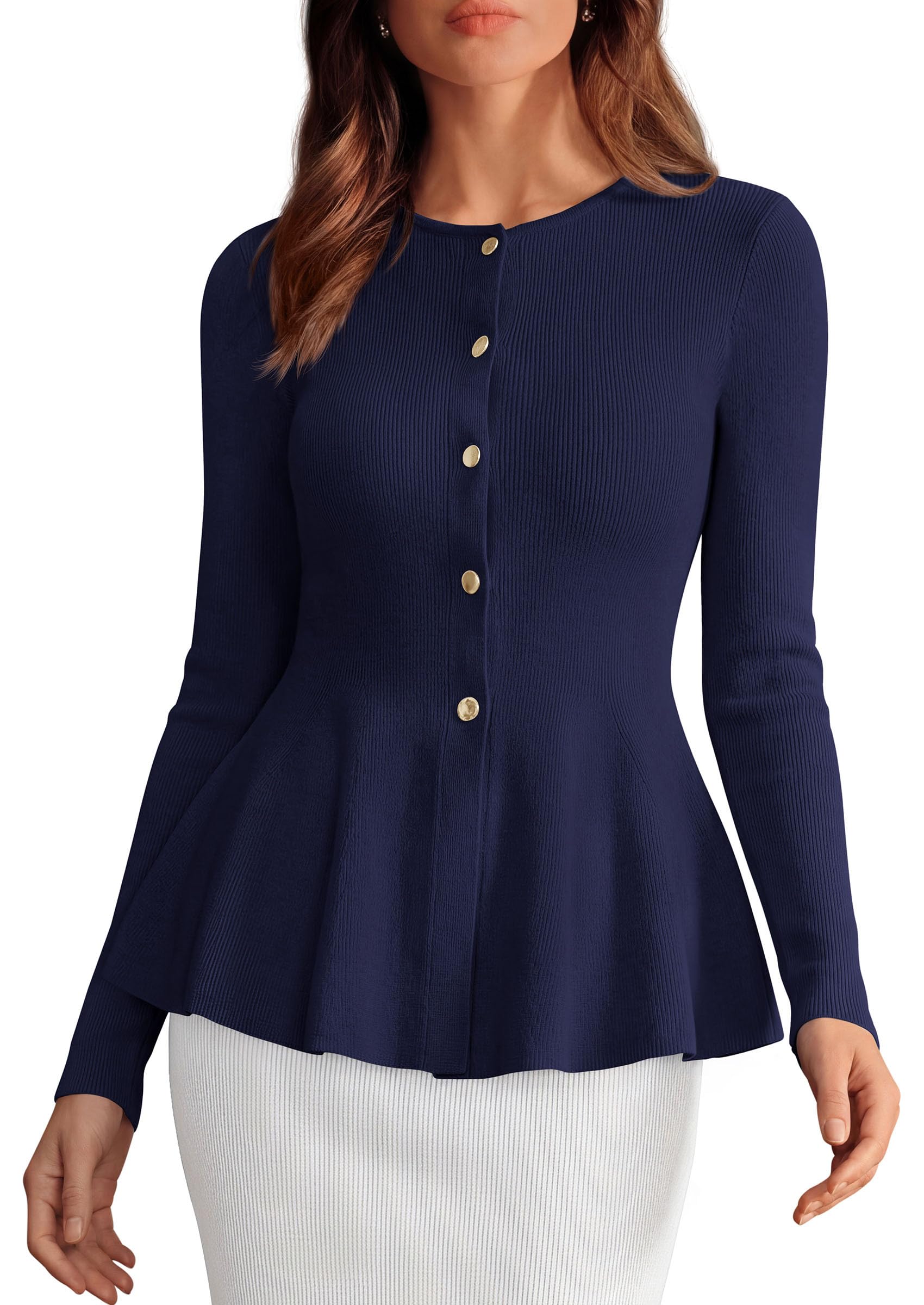 Women's Fall Lightweight Cardigan Sweaters, Navy Blue,S