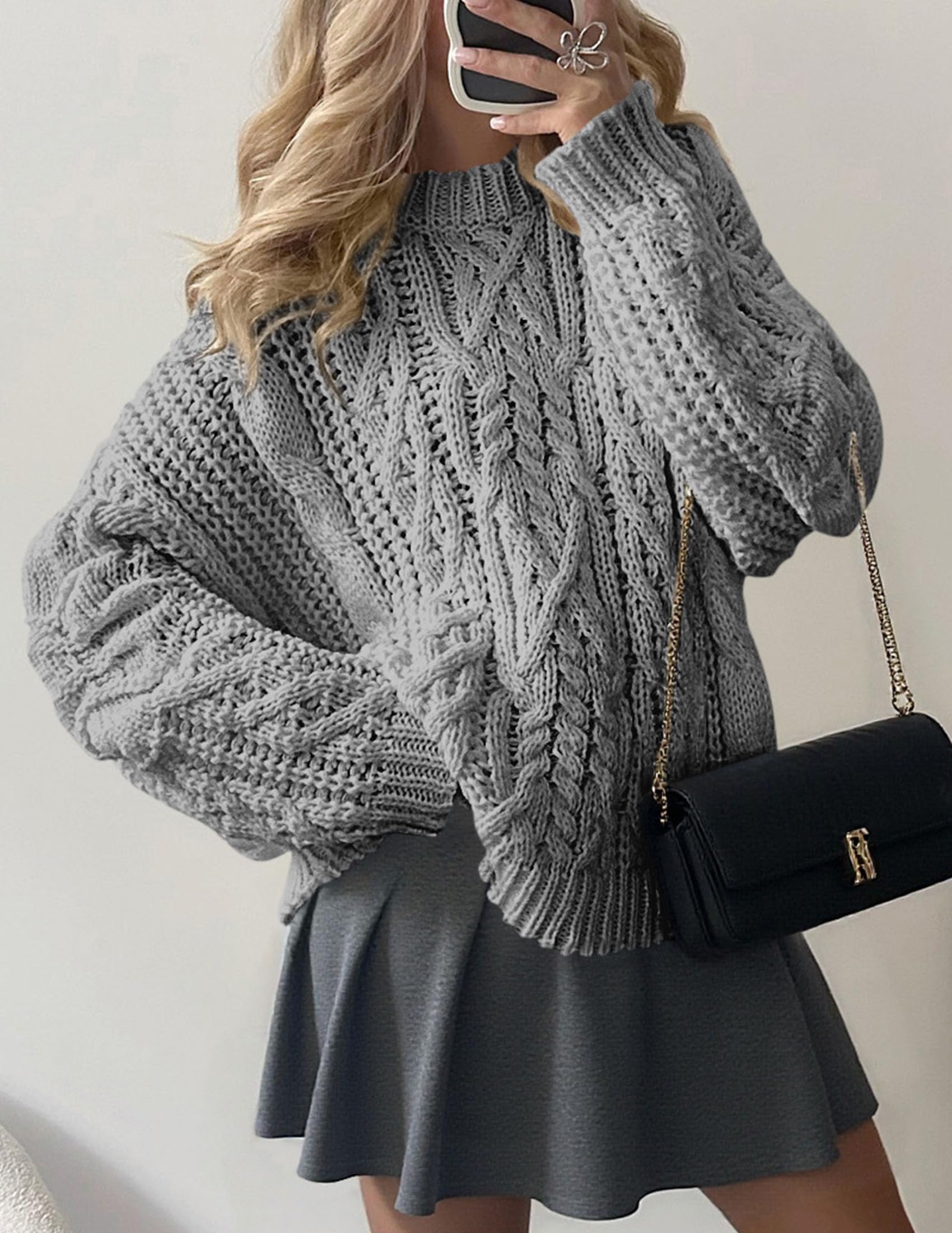 Womens Oversized Fall Sweaters Chunky Cable Knit Pullover Tops